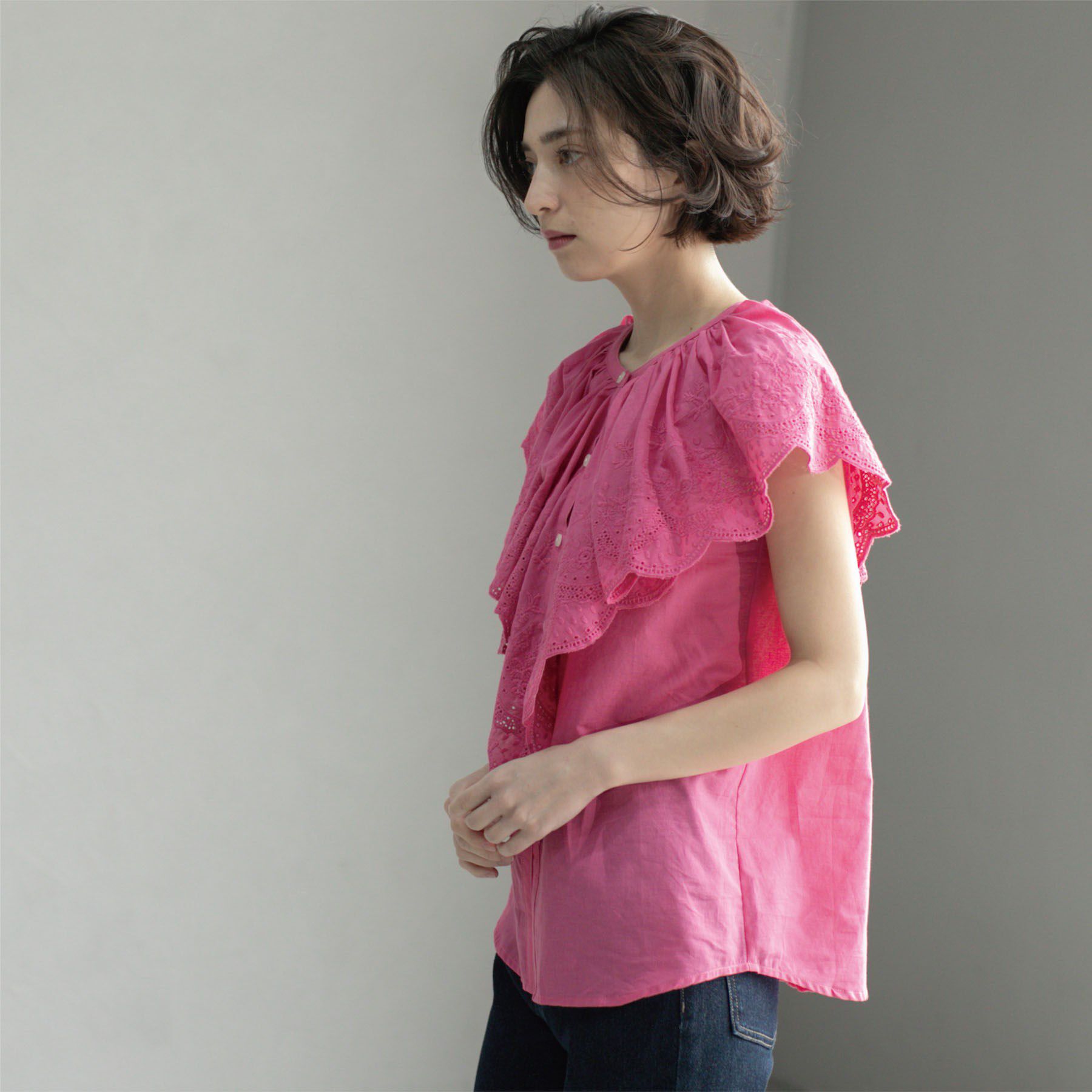 OPAQUE.CLIP「刺繍レースカラーブラウス」|シャツ・ブラウス|