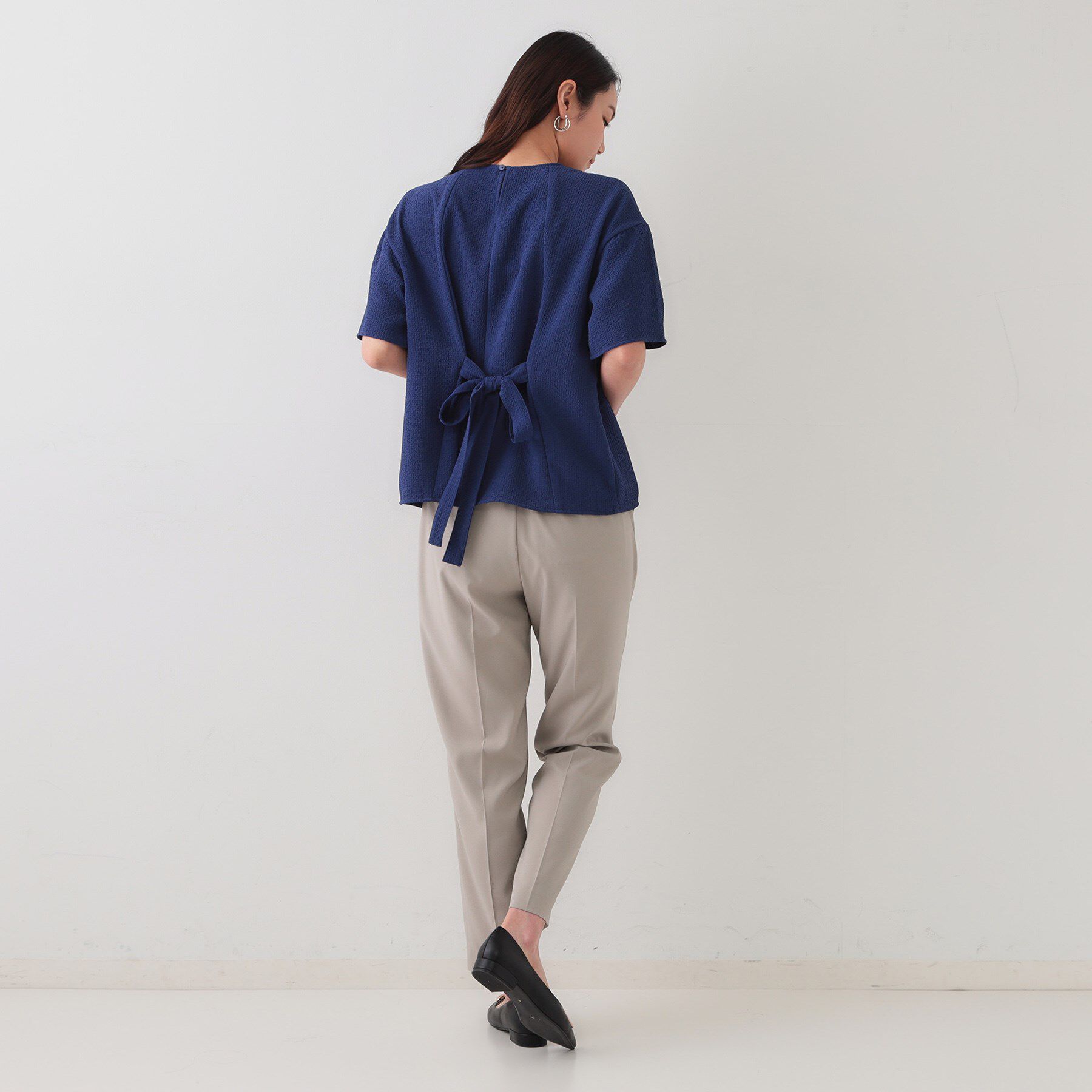 OPAQUE.CLIP「ストレッチジャカード2WAYリボントップス/セットアップ対応可【洗濯機洗い可】」|シャツ・ブラウス|