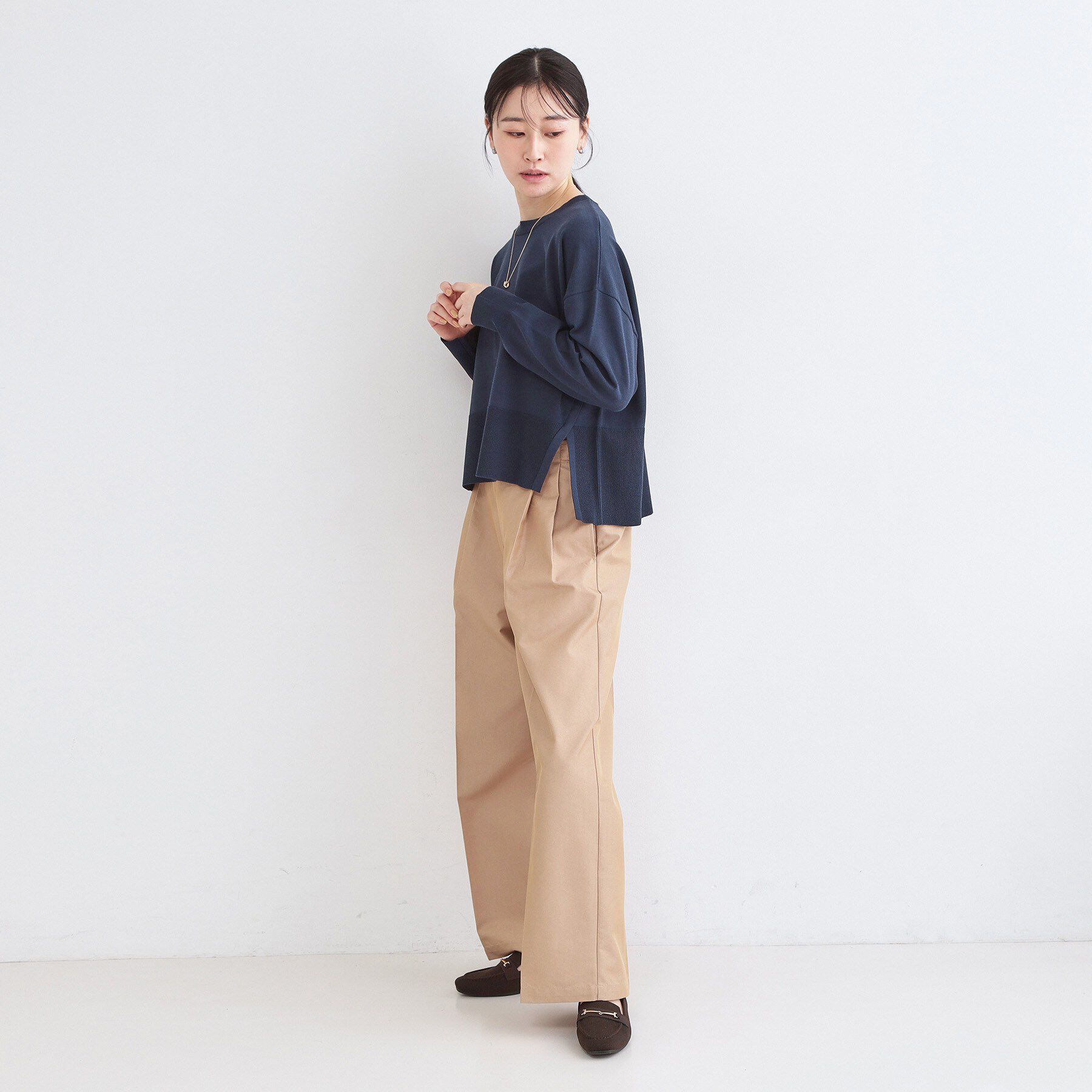 OPAQUE.CLIP「《ツインセット》ワイドニット&times;裾フレアタンクトップ【洗濯機OK】」|ニット・セーター|