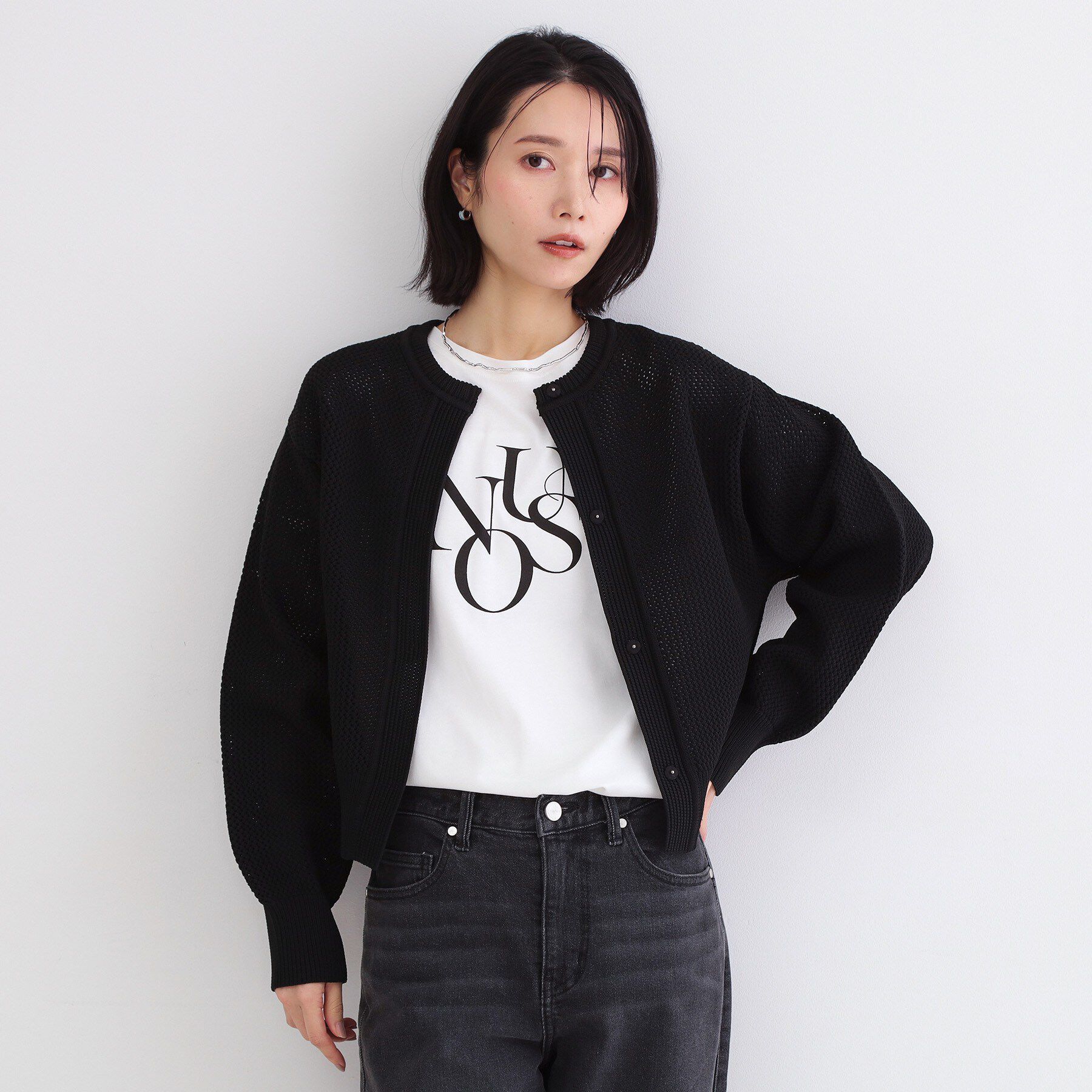 OPAQUE.CLIP「メッシュニットカーディガン【洗濯機OK】」|カーディガン|