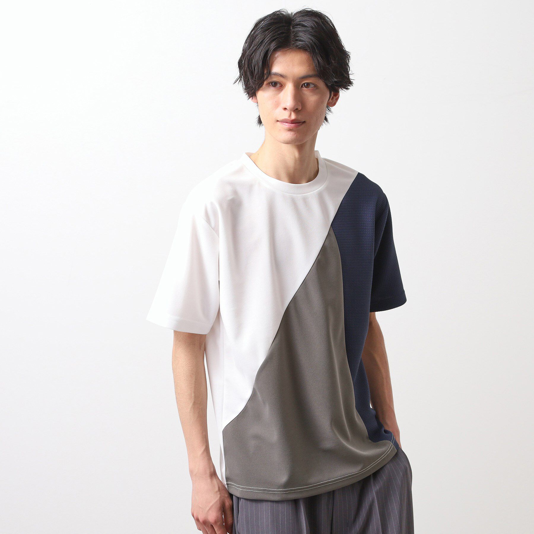 THE SHOP TK「アムンゼン異素材切替半袖Tシャツ」|Tシャツ・カットソー|