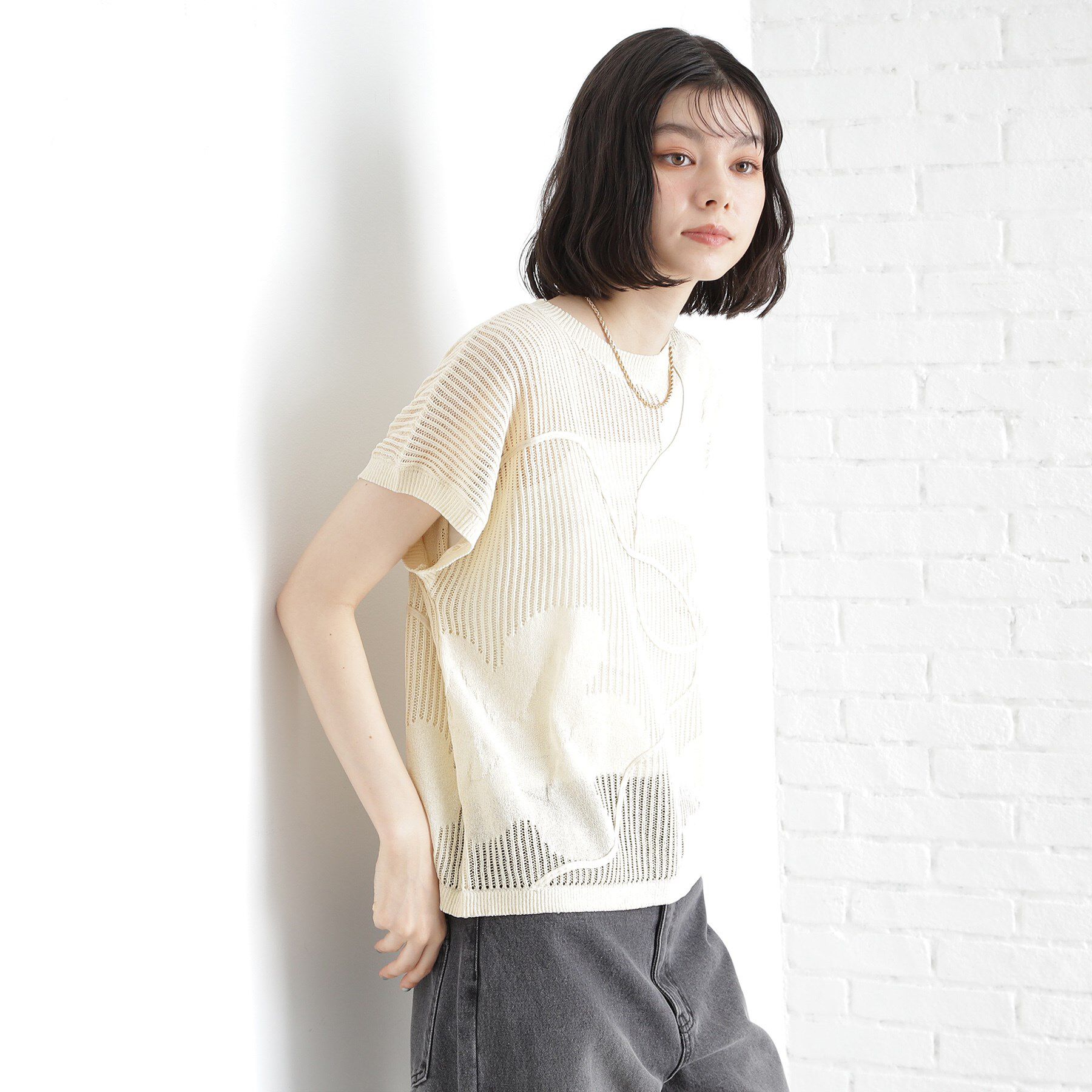 THE SHOP TK「コード刺繍シアーニット【洗える】」|ニット・セーター|