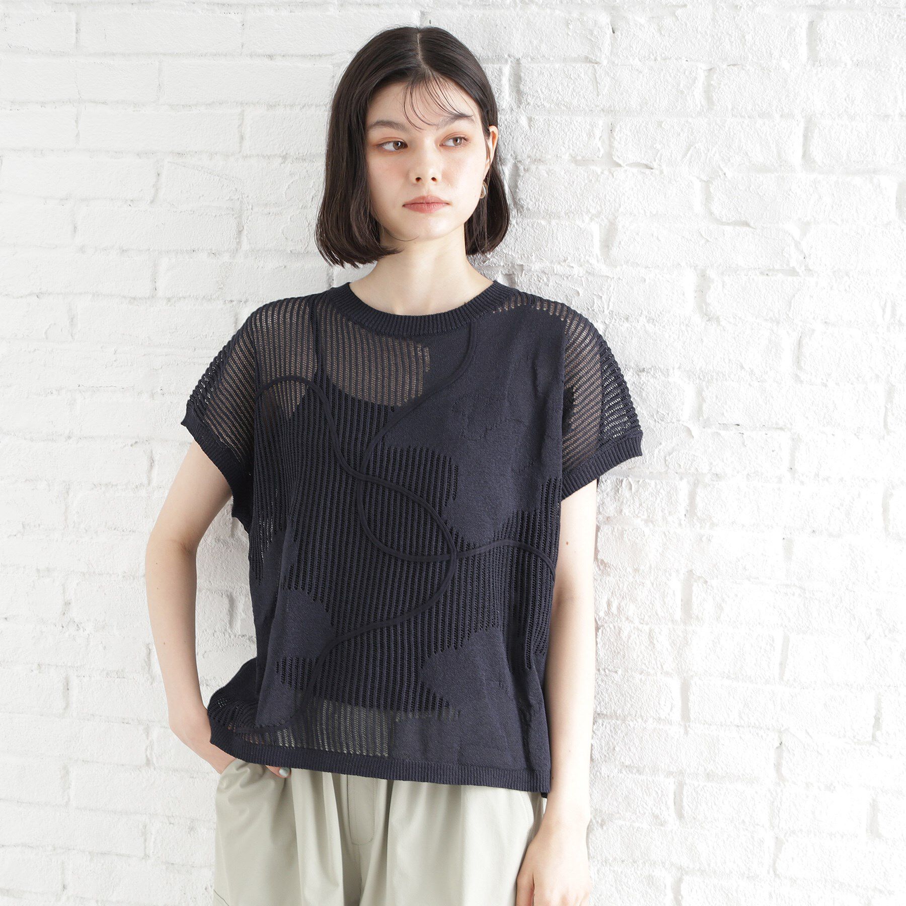 THE SHOP TK「コード刺繍シアーニット【洗える】」|ニット・セーター|