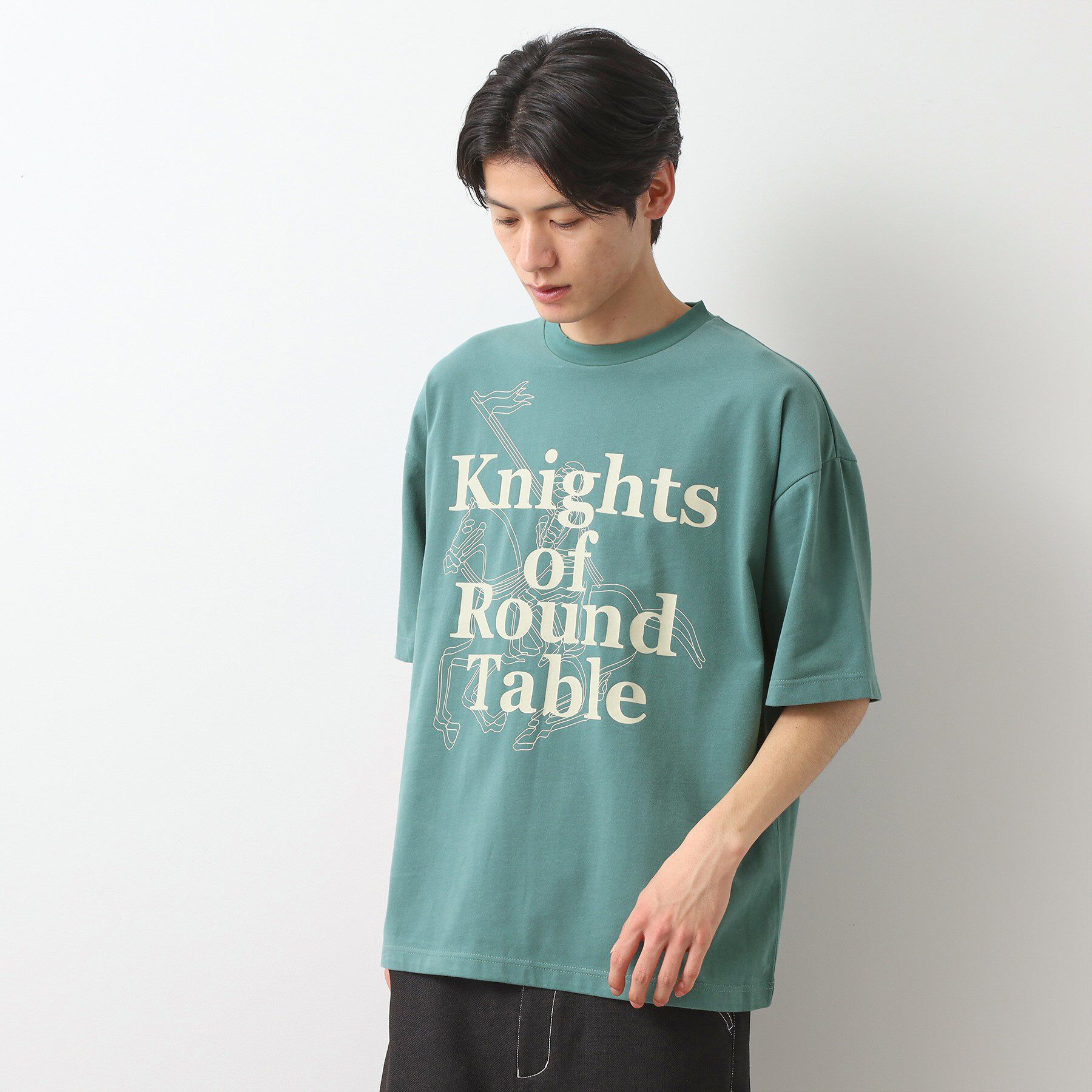 THE SHOP TK「スウェード半袖ロゴTシャツ　洗濯機OK」|Tシャツ・カットソー|ブルーグリーン(09