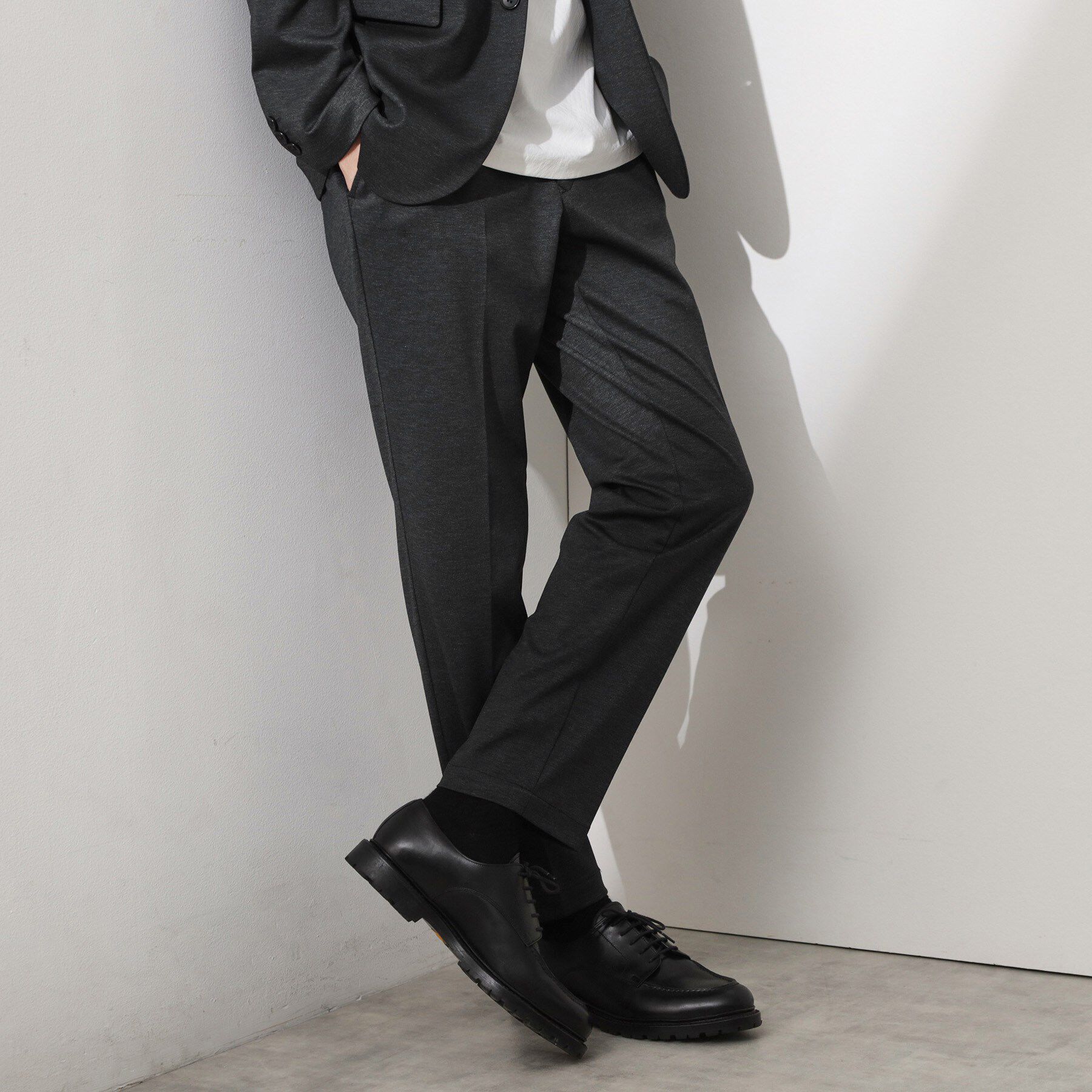 THE SHOP TK「ライトTRジャージスラックス【洗濯機OK/毛玉ができにくい/ストレッチ/セットアップ可】」|その他|チャコールグレー(0