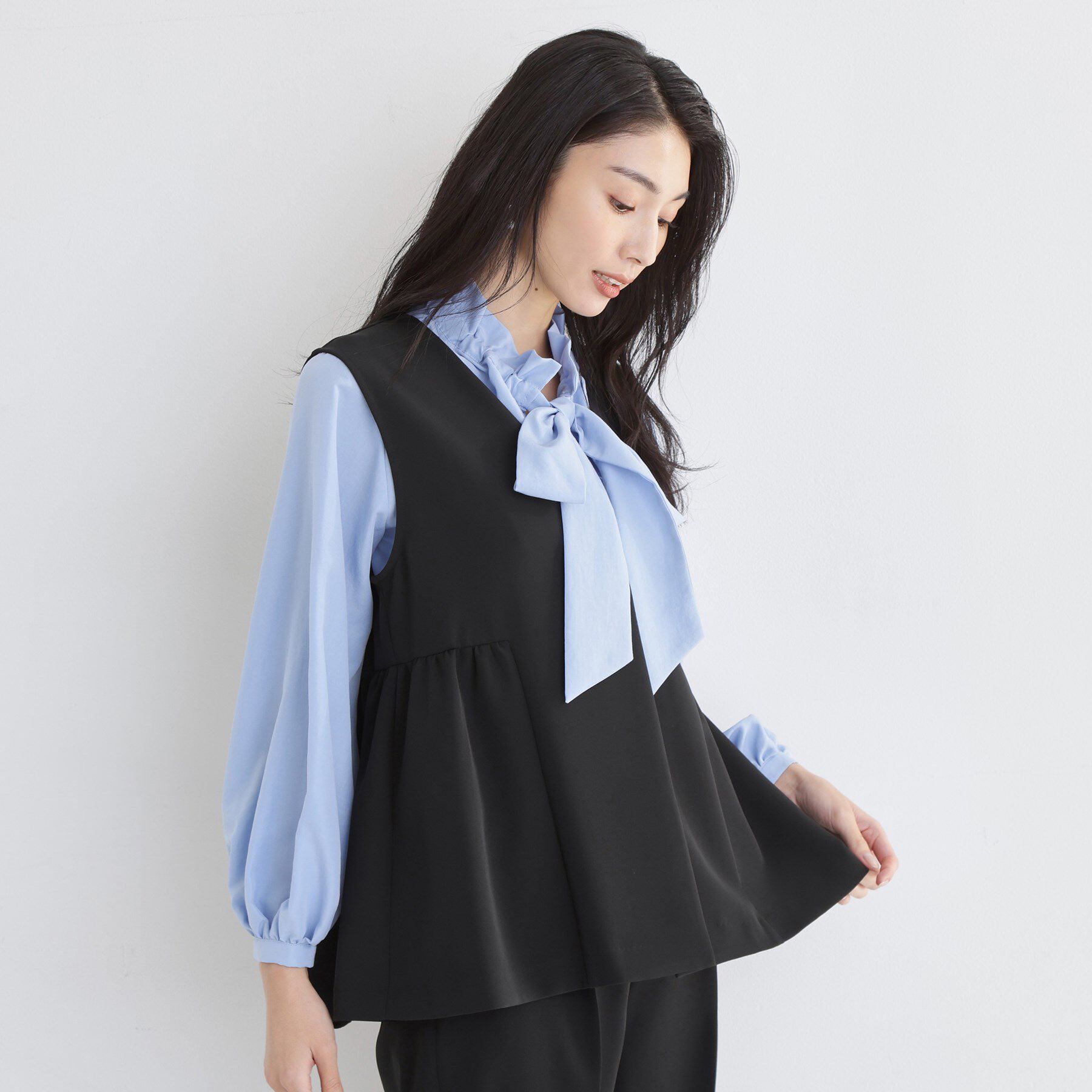 THE SHOP TK「【通勤・セレモニー】ダブルクロス ペプラムジレ/セットアップ可」|ベスト・ジレ|