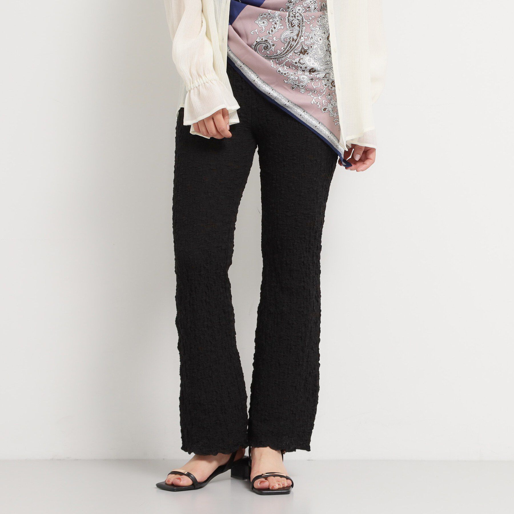 THE SHOP TK「ポコポコシャーリングフレアパンツ」|その他|ブラック(019)