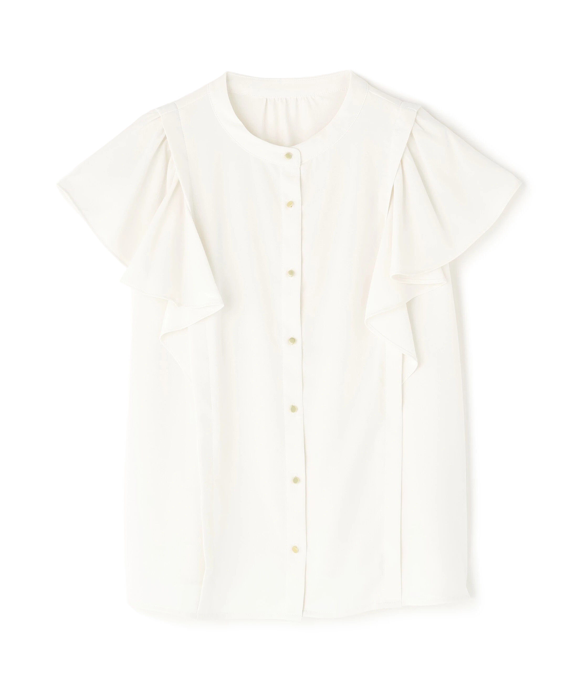  「メタルボタンフリルスリーブブラウス」|シャツ・ブラウス|