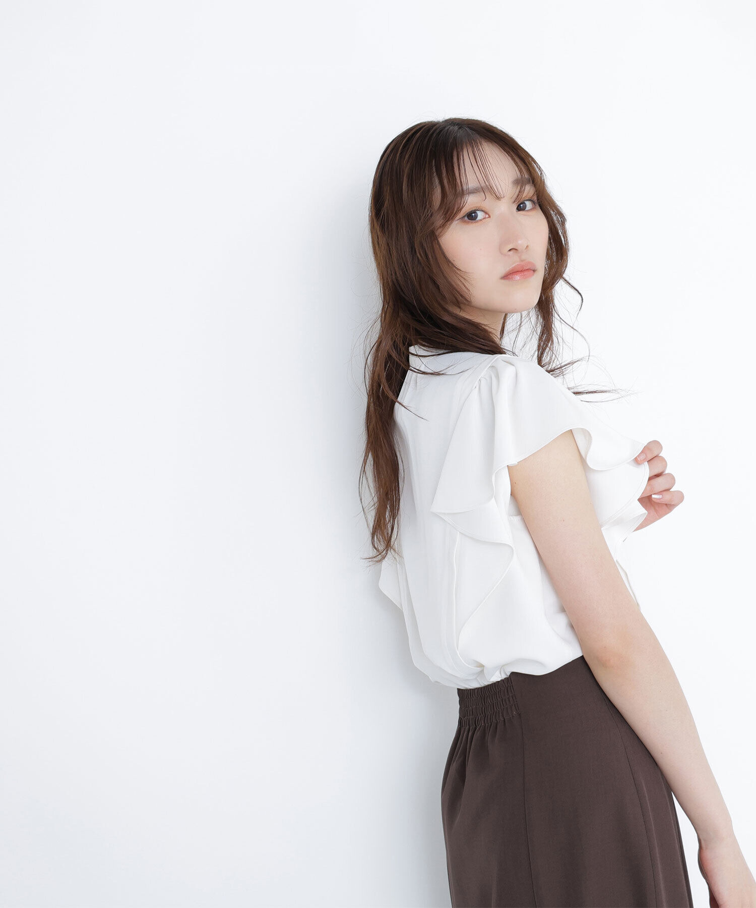  「メタルボタンフリルスリーブブラウス」|シャツ・ブラウス|