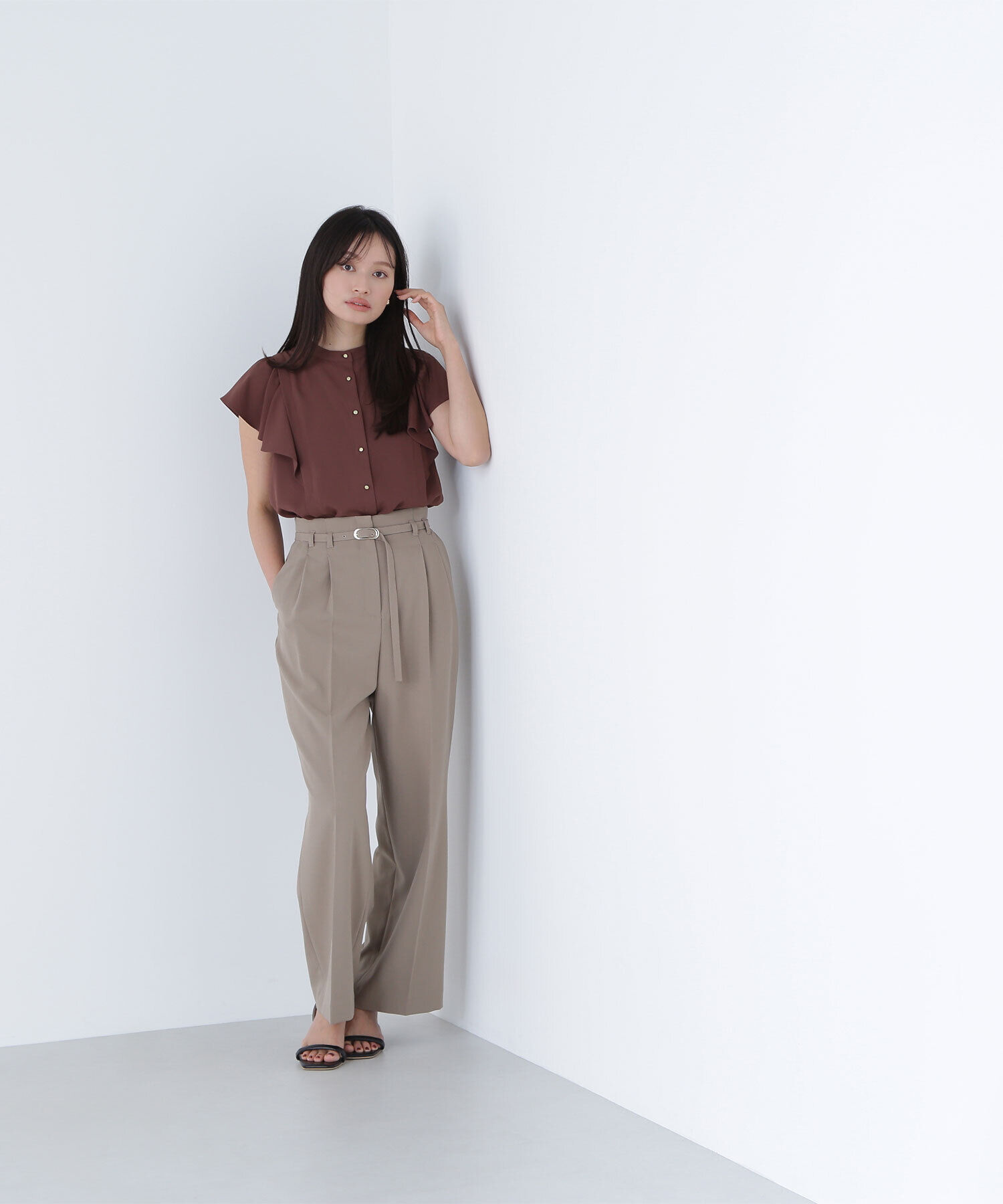  「メタルボタンフリルスリーブブラウス」|シャツ・ブラウス|