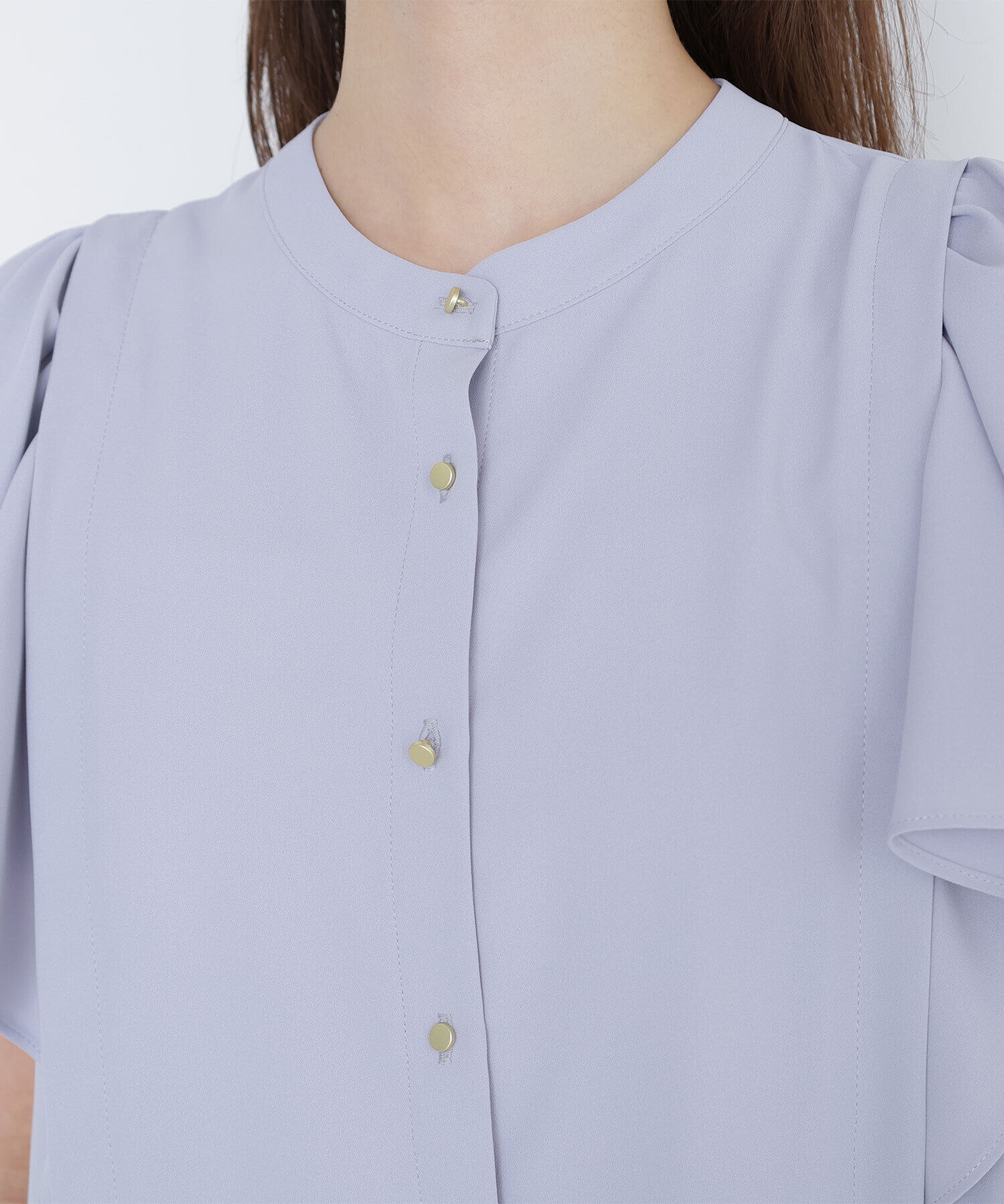  「メタルボタンフリルスリーブブラウス」|シャツ・ブラウス|