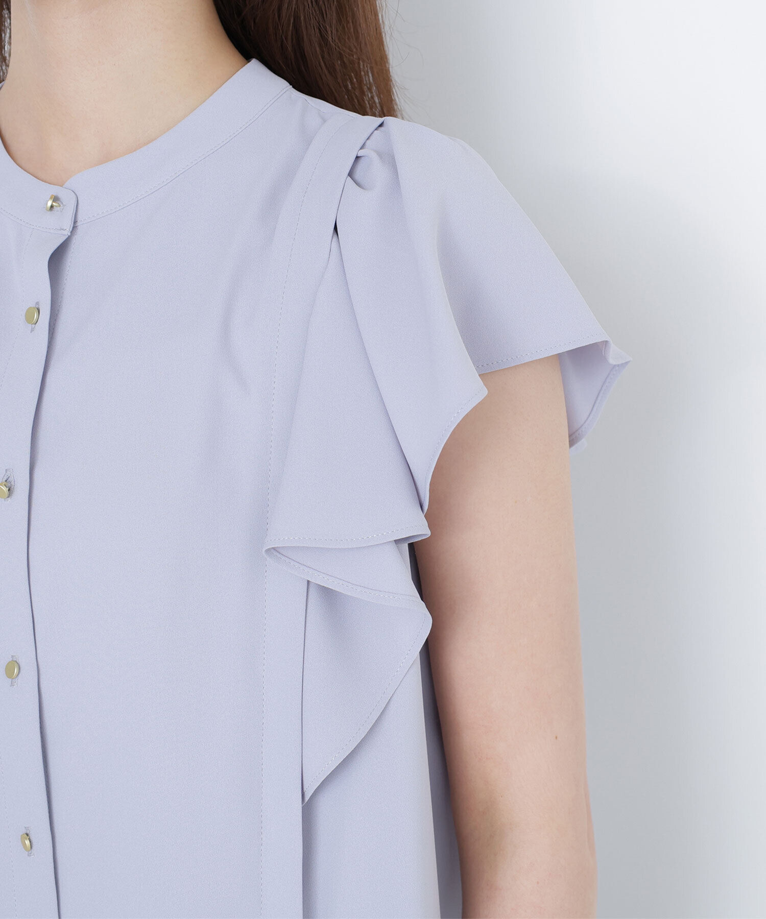  「メタルボタンフリルスリーブブラウス」|シャツ・ブラウス|