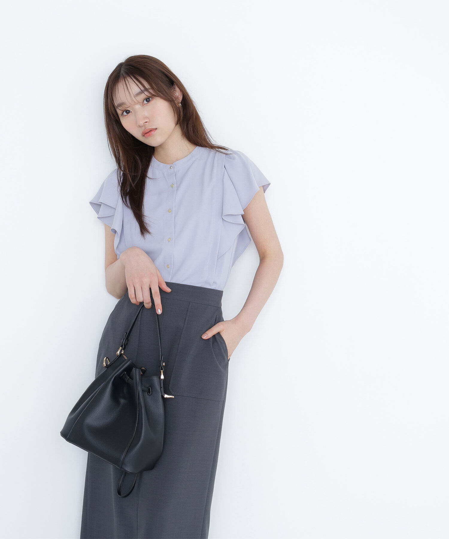  「メタルボタンフリルスリーブブラウス」|シャツ・ブラウス|