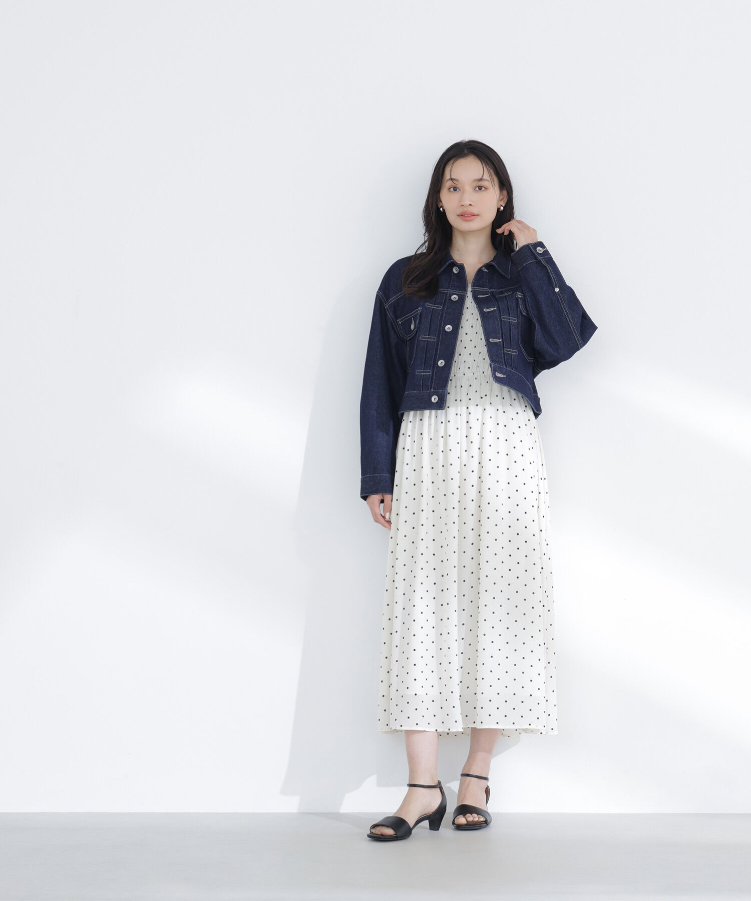  「ドットプリントシャーリングワンピース」|ワンピース|