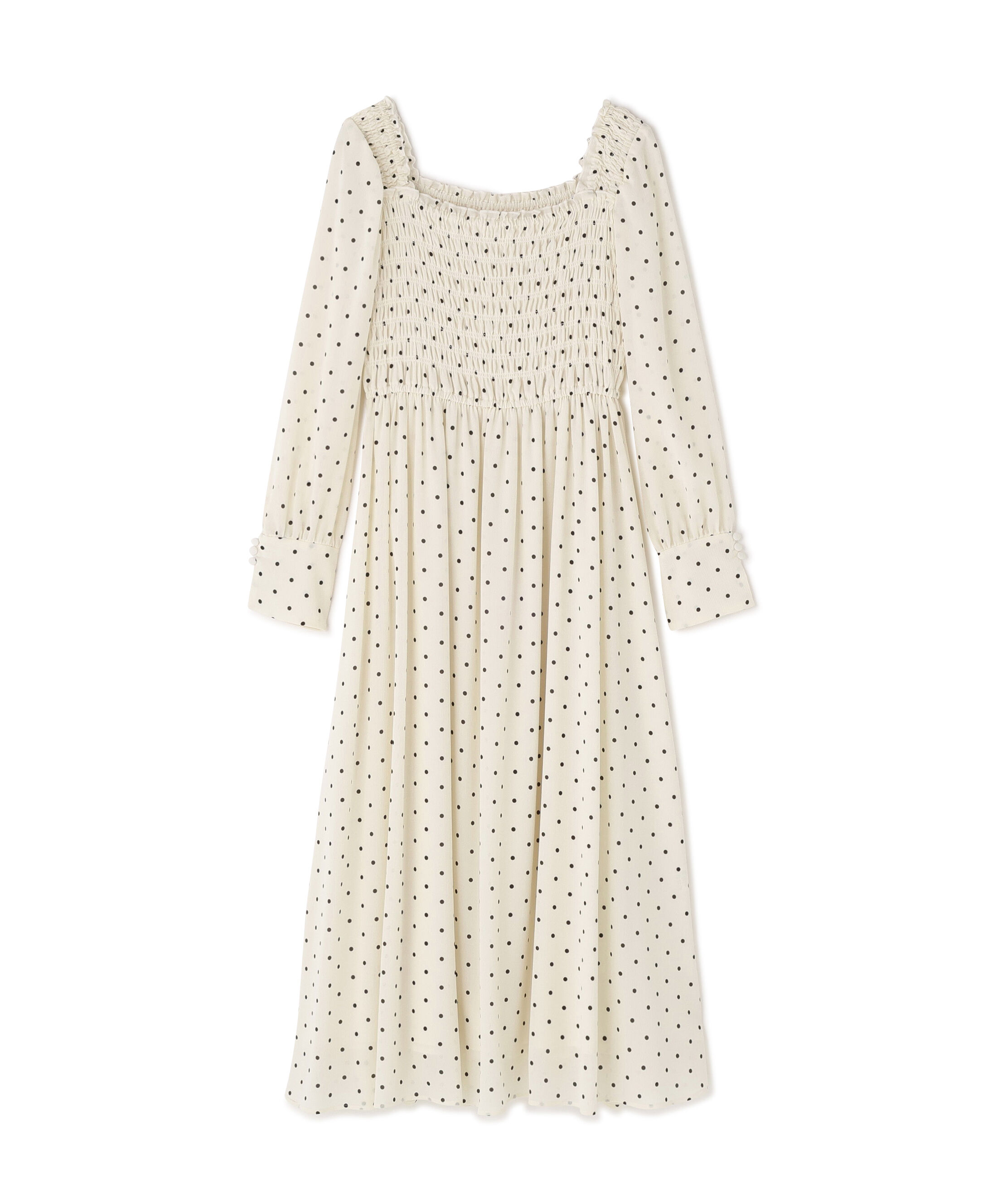  「ドットプリントシャーリングワンピース」|ワンピース|