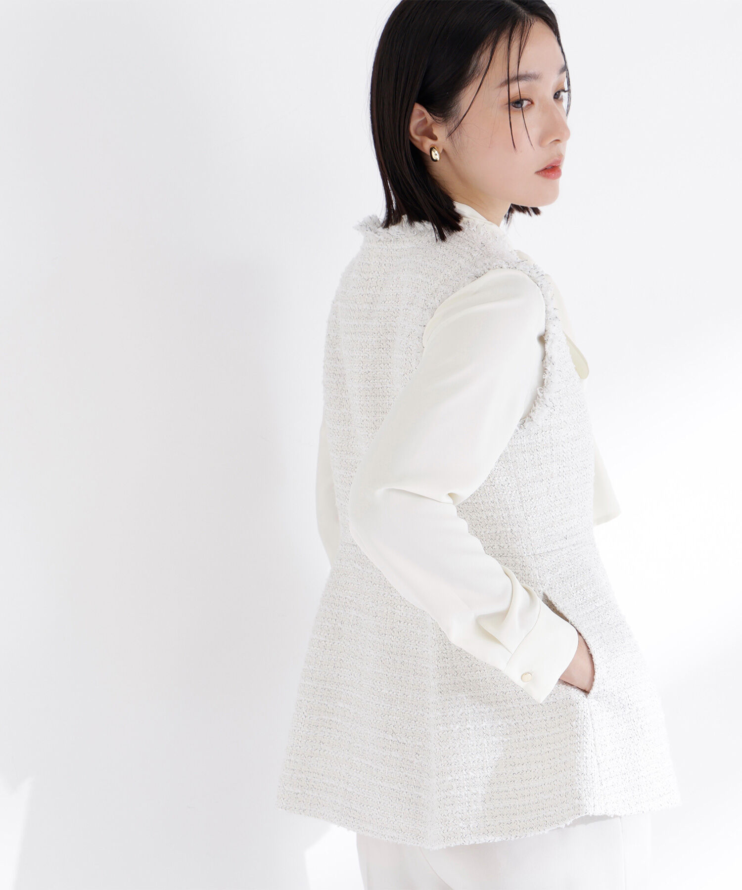  「ツイードシリーズ ペプラムジレ」|ブルゾン・スタジャン|