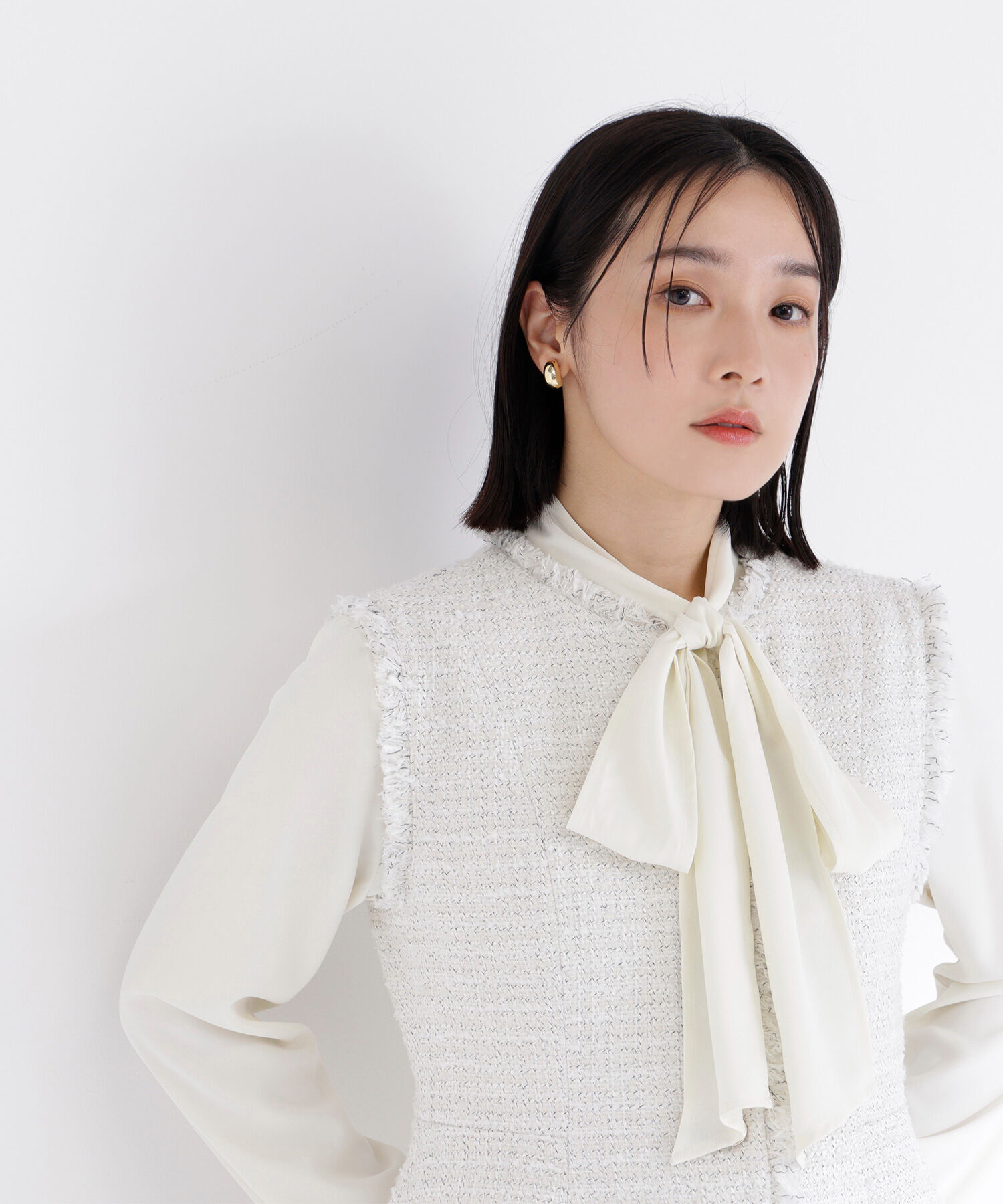  「ツイードシリーズ ペプラムジレ」|ブルゾン・スタジャン|