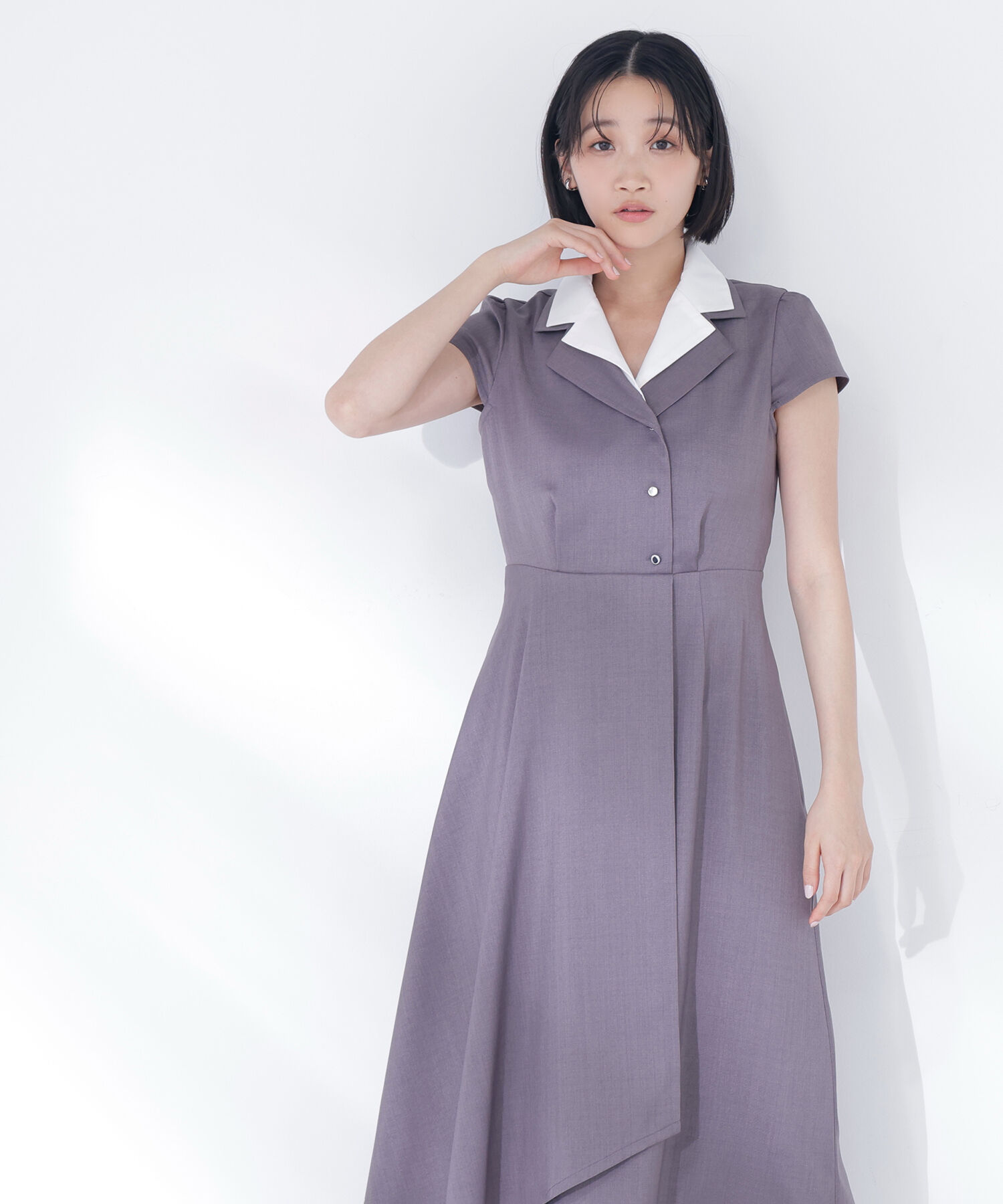  「ダブルカラー開襟ワンピース」|ワンピース|