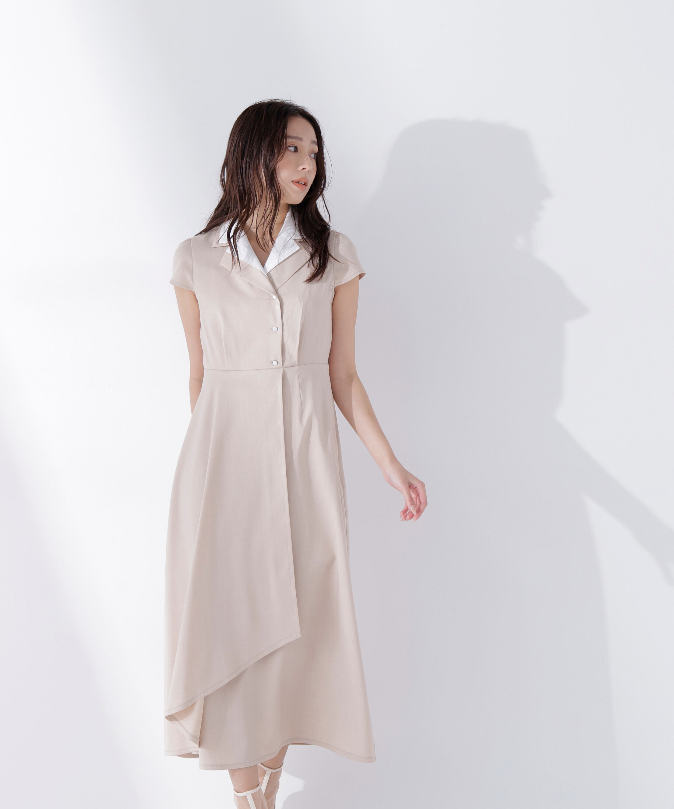  「ダブルカラー開襟ワンピース」|ワンピース|