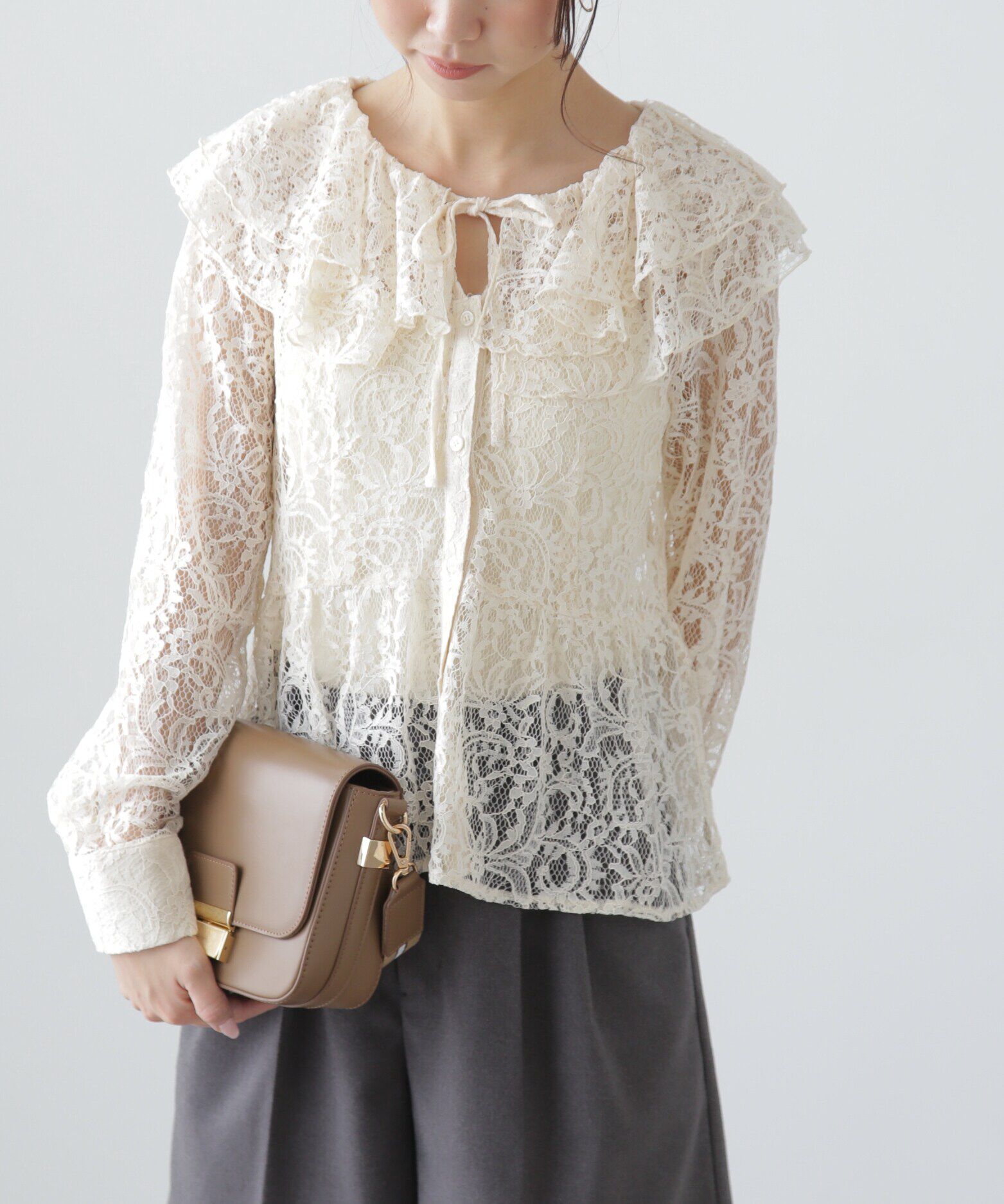  「フリル襟ペプラムシャツ」|シャツ・ブラウス|