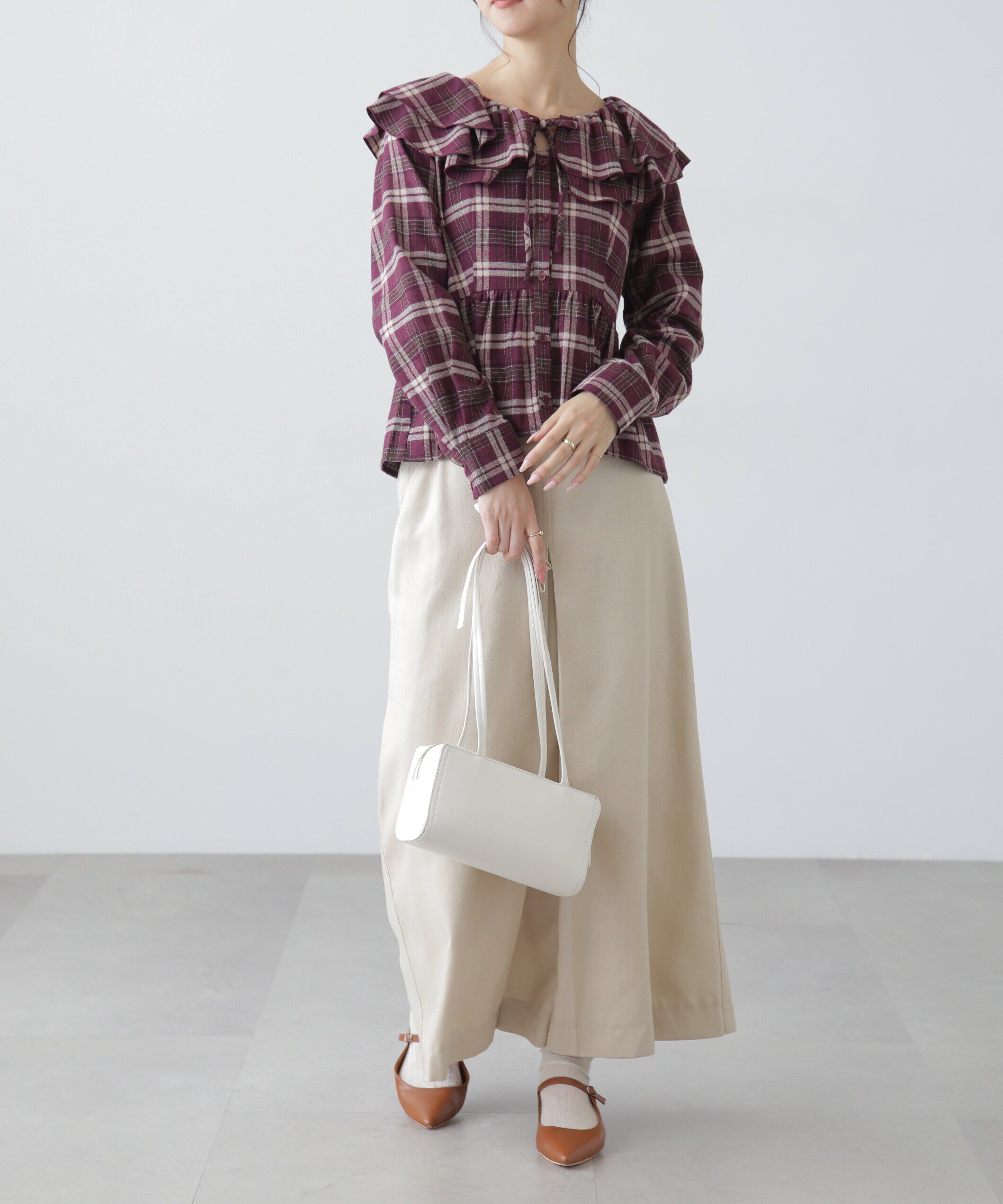  「フリル襟ペプラムシャツ」|シャツ・ブラウス|