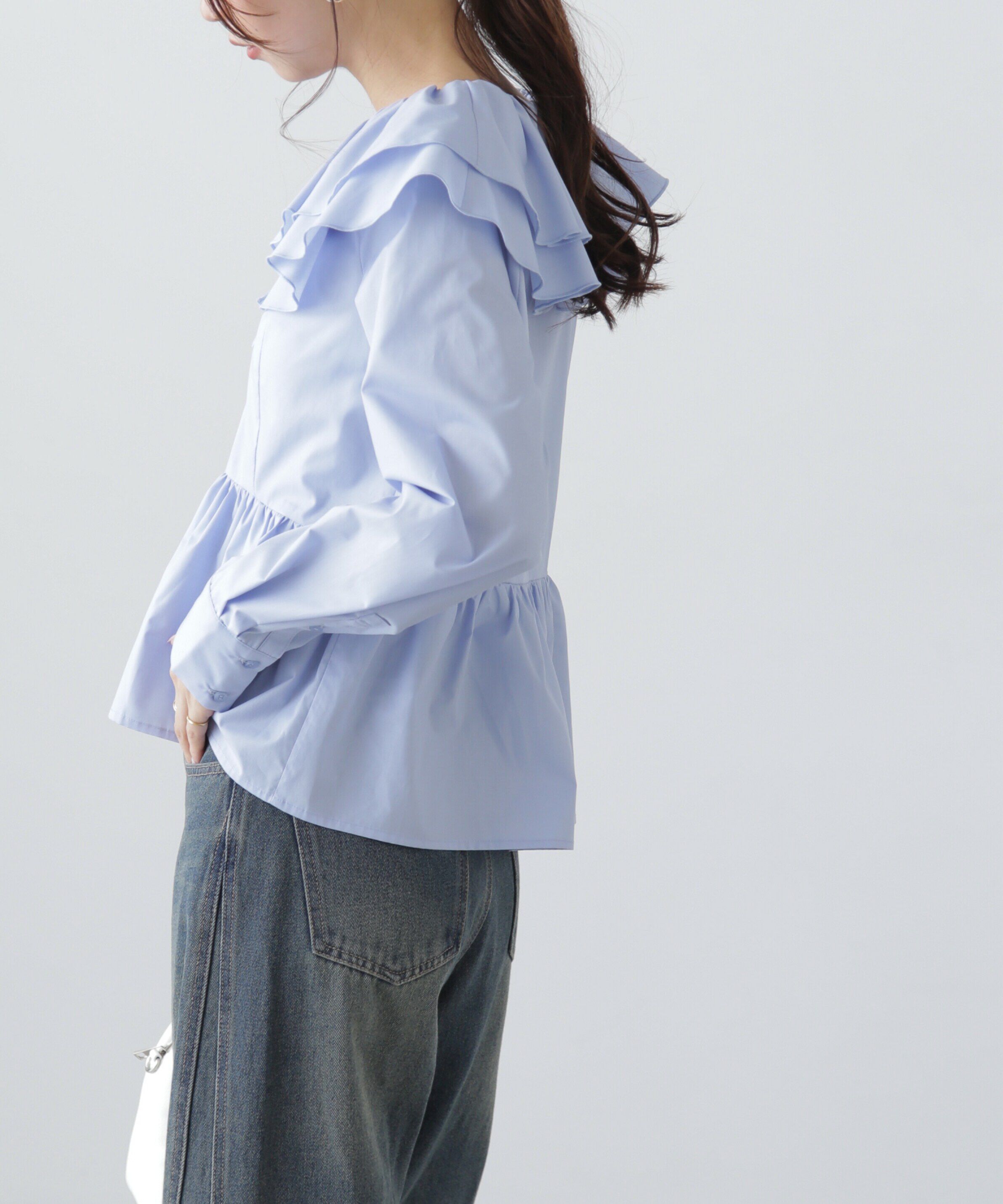  「フリル襟ペプラムシャツ」|シャツ・ブラウス|