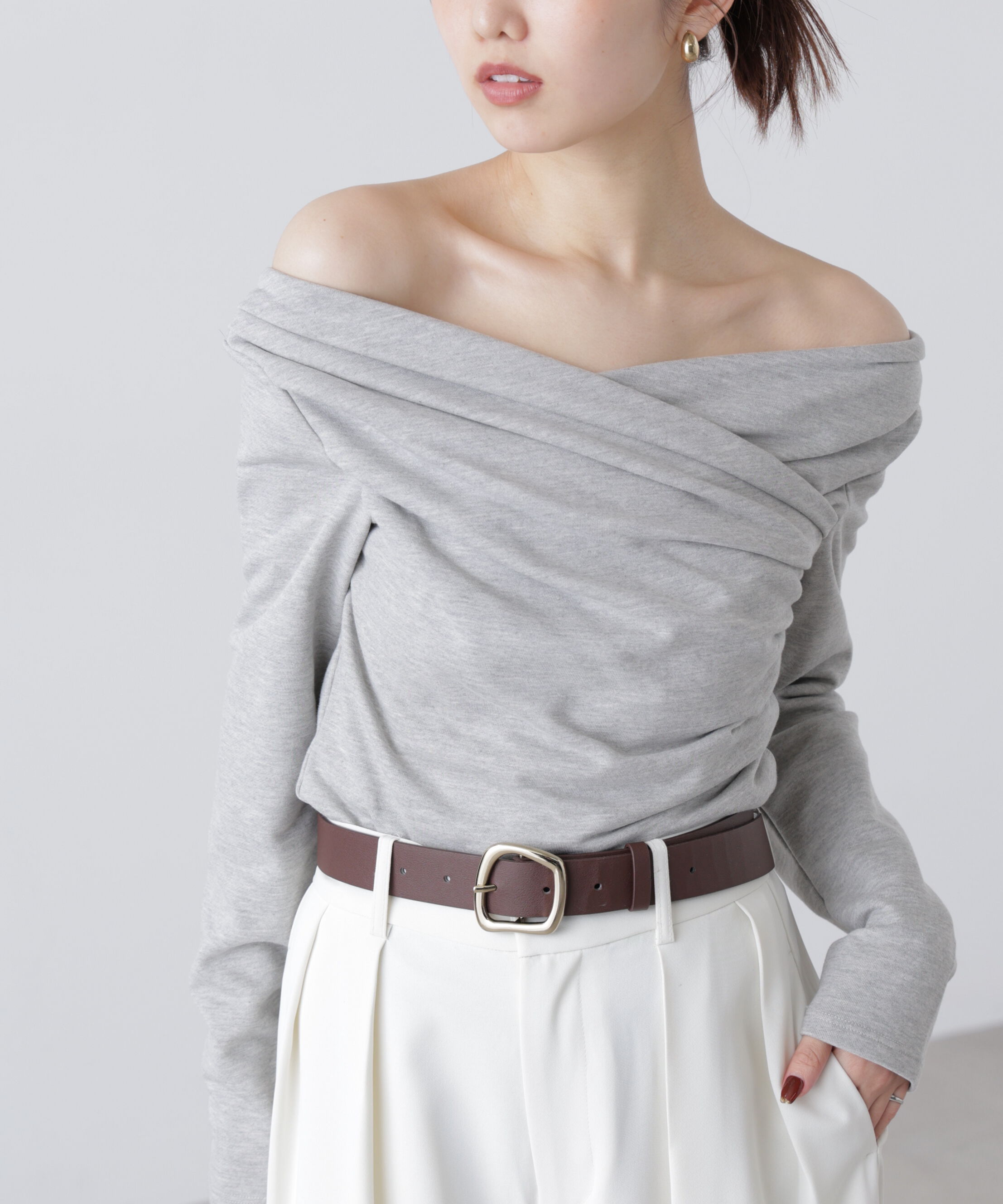  「オフショルミニ裏毛カットソー」|Tシャツ・カットソー|