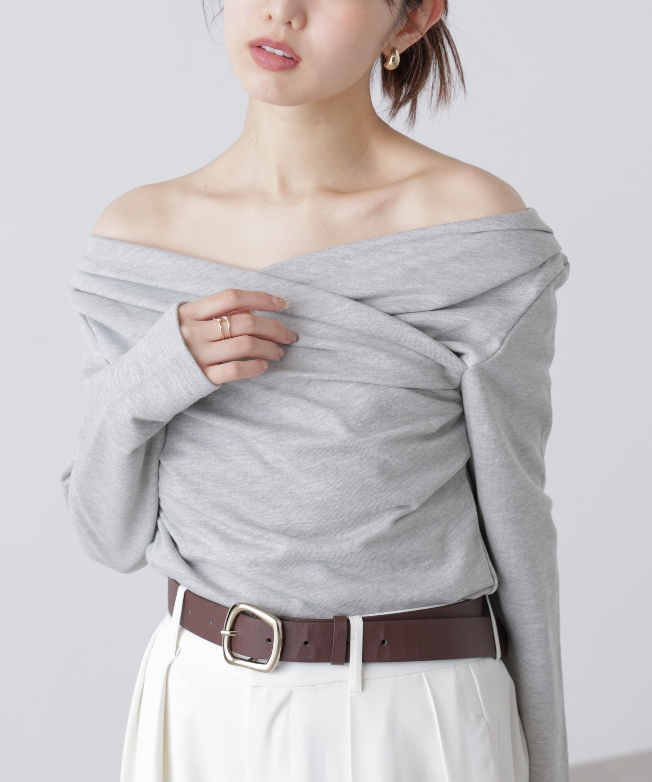  「オフショルミニ裏毛カットソー」|Tシャツ・カットソー|