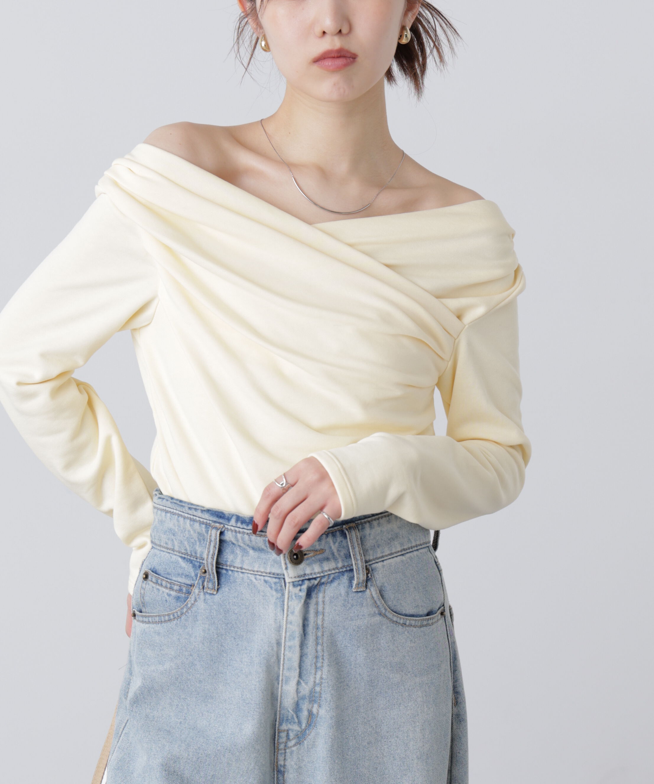  「オフショルミニ裏毛カットソー」|Tシャツ・カットソー|