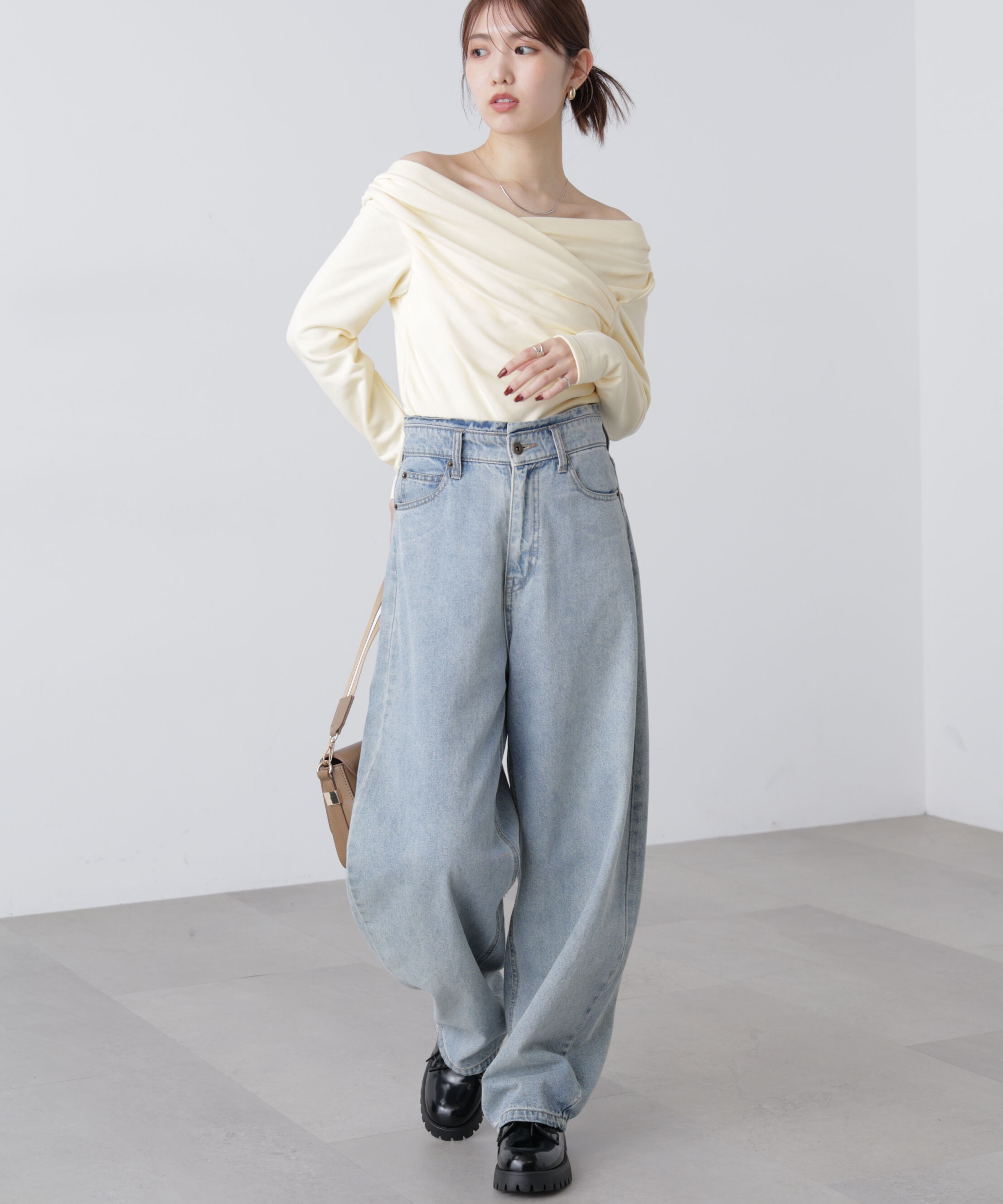  「オフショルミニ裏毛カットソー」|Tシャツ・カットソー|