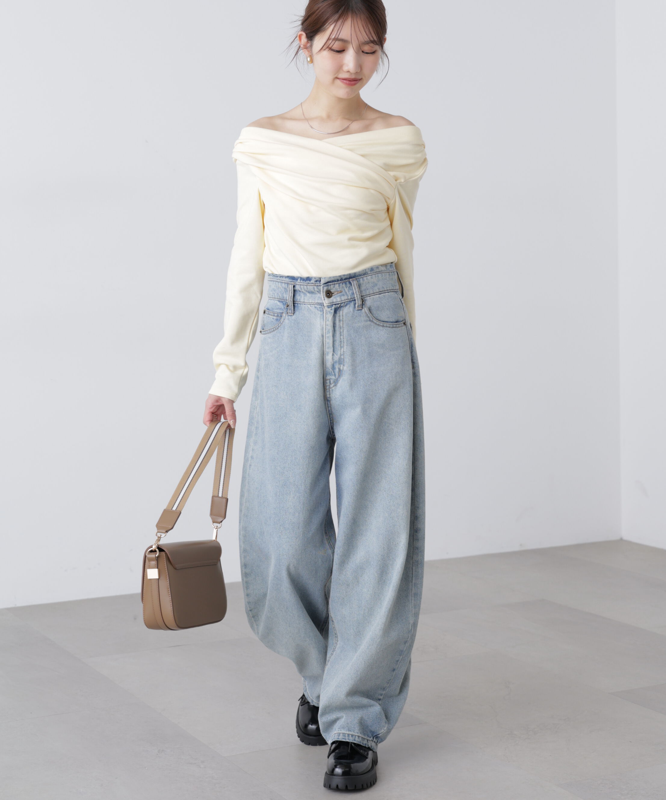  「オフショルミニ裏毛カットソー」|Tシャツ・カットソー|