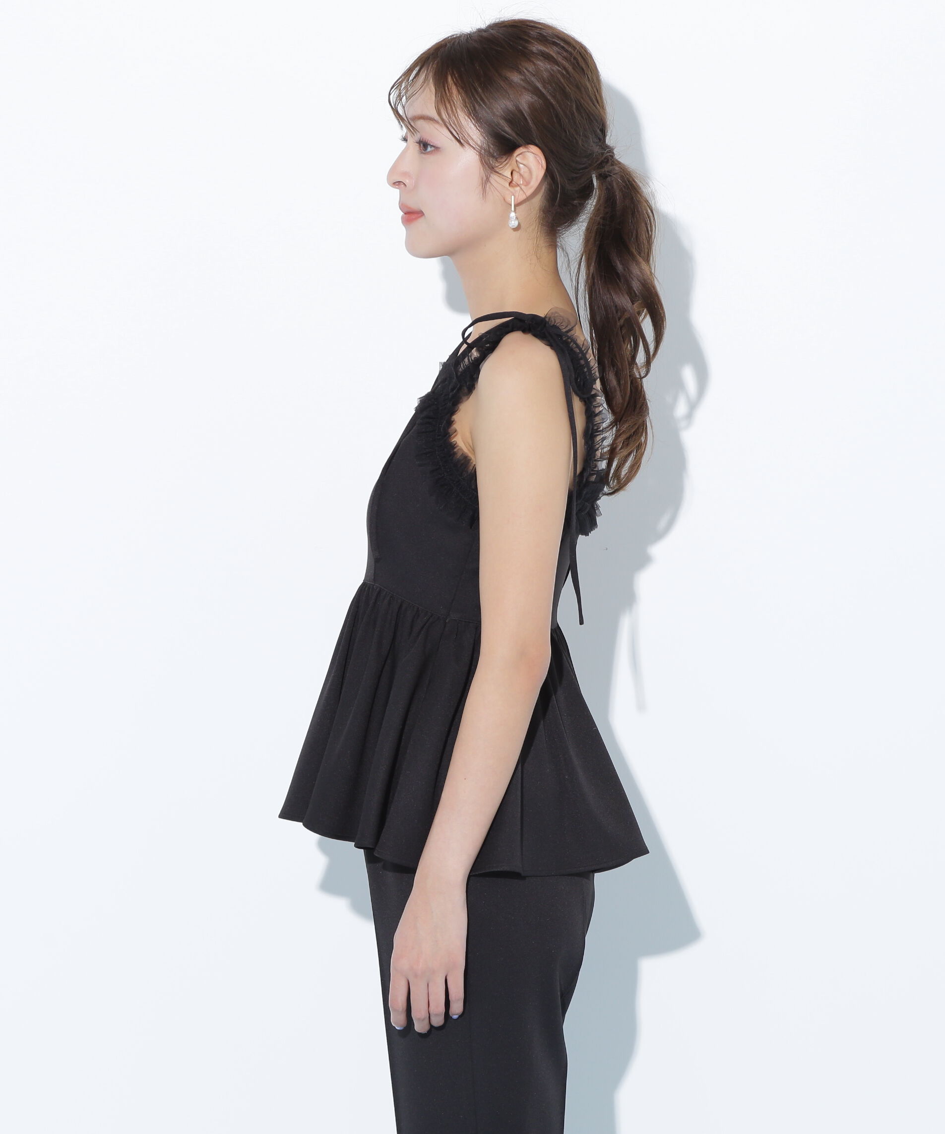  「ペプラムキャミフレアパンツセットアップ」|ワンピース|