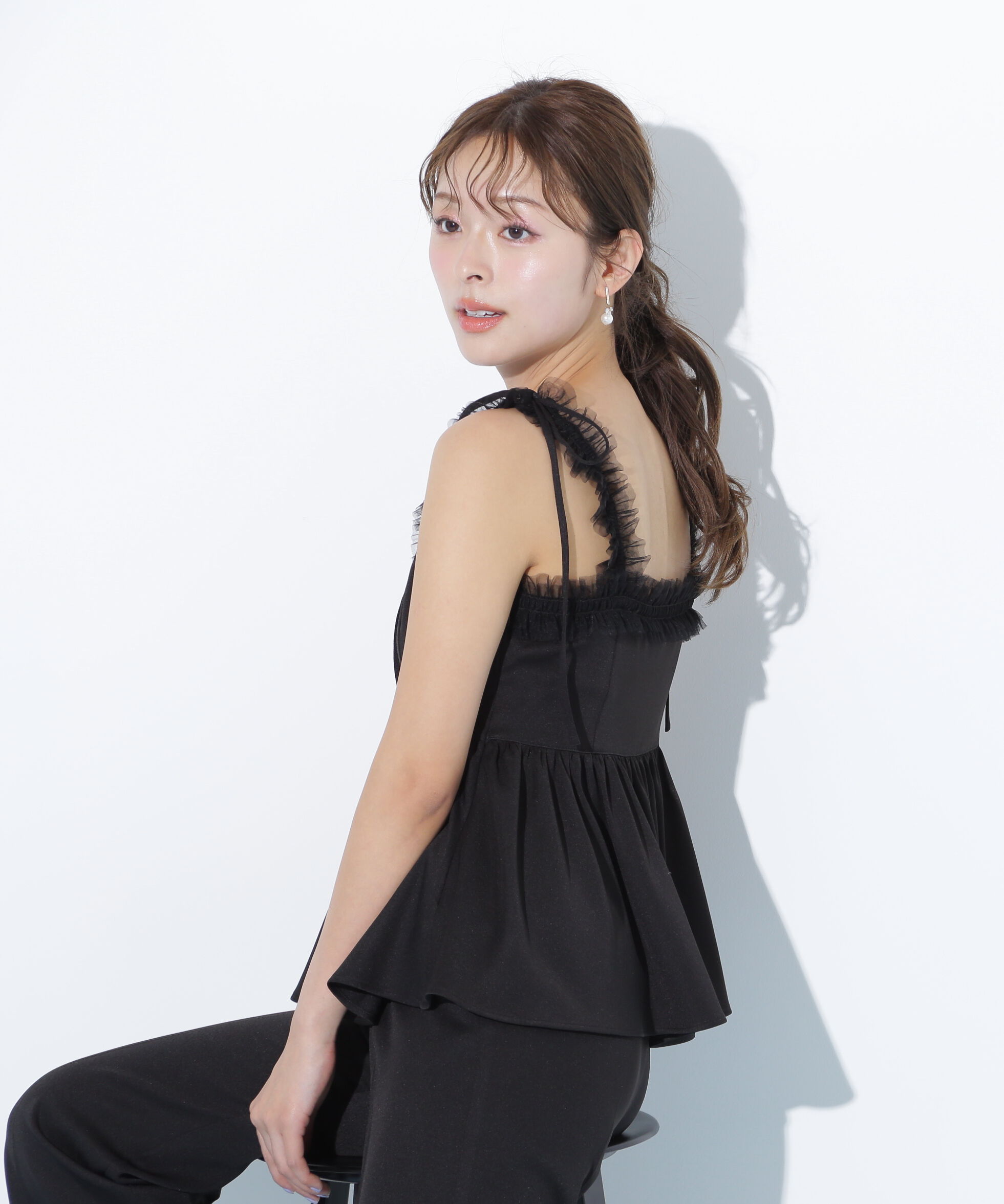  「ペプラムキャミフレアパンツセットアップ」|ワンピース|