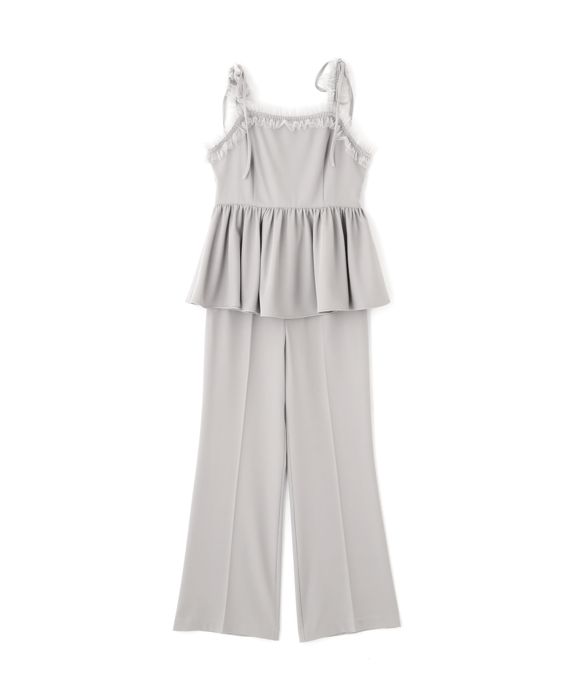  「ペプラムキャミフレアパンツセットアップ」|ワンピース|