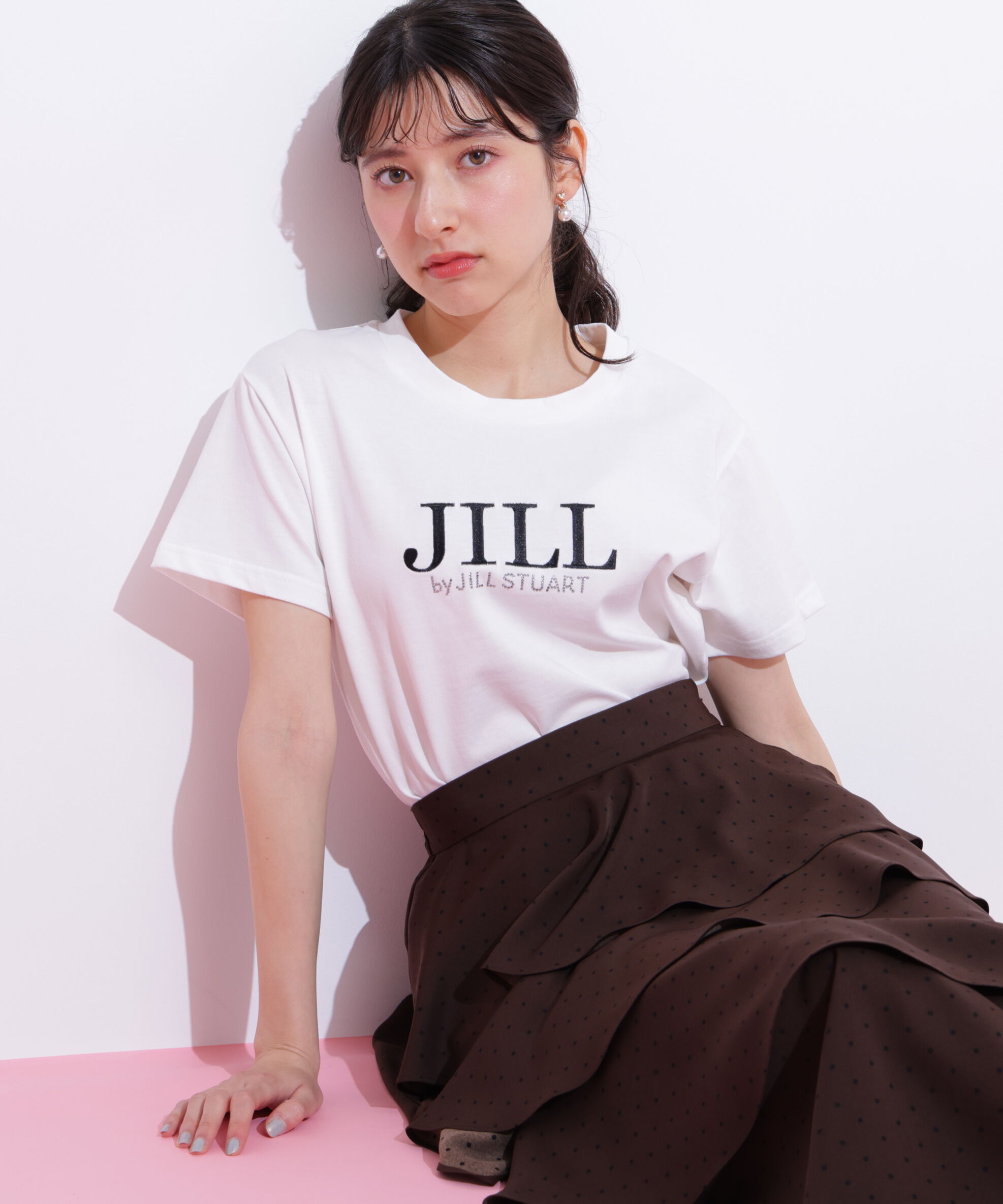  「オーガニックコットン刺繍＆ホットフィットロゴTシャツ」|Tシャツ・カットソー|ホワイトブラ