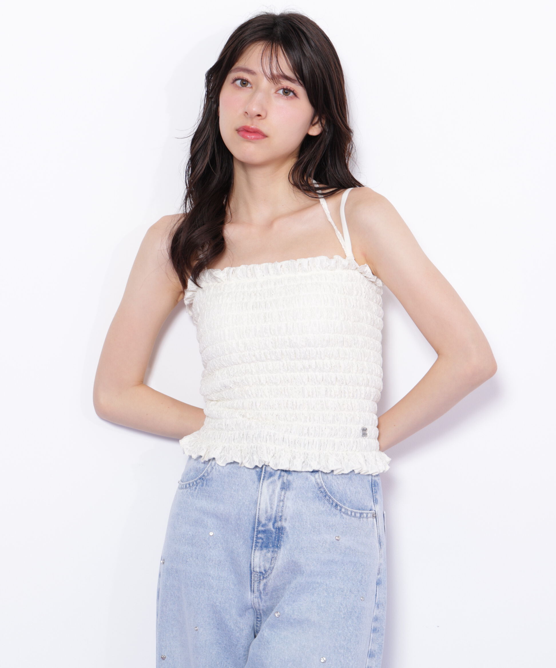  「シャーリングキャミソール」|Tシャツ・カットソー|エクリュレー 1