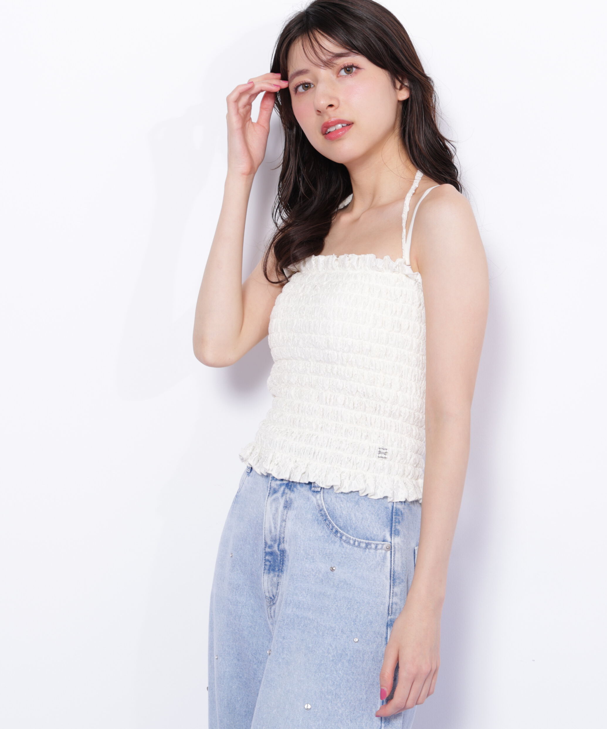  「シャーリングキャミソール」|Tシャツ・カットソー|