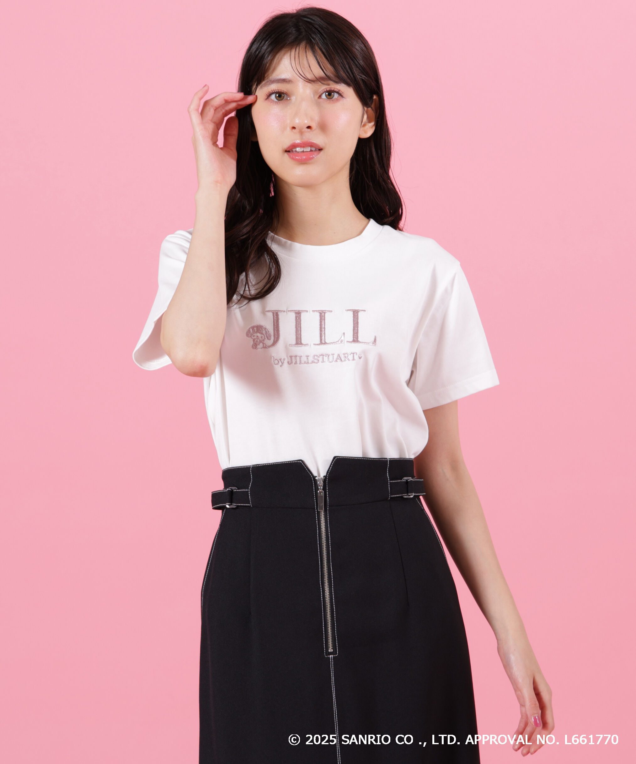  「＜マイメロディ＆クロミコラボ＞オーガニックコットン刺繍ロゴTシャツ」|Tシャツ・カットソー|