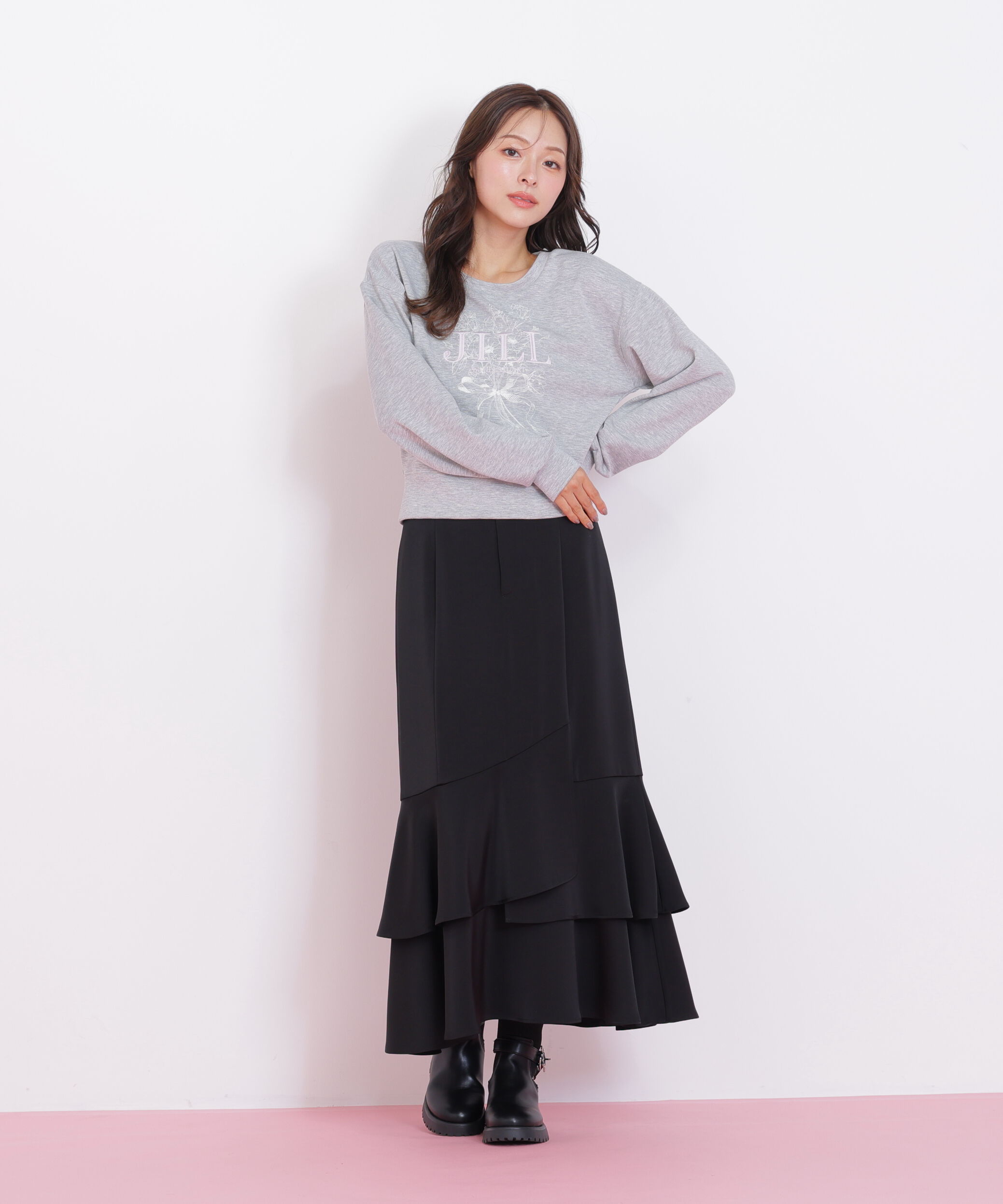  「リボンブーケロゴ刺繍スウェット」|Tシャツ・カットソー|