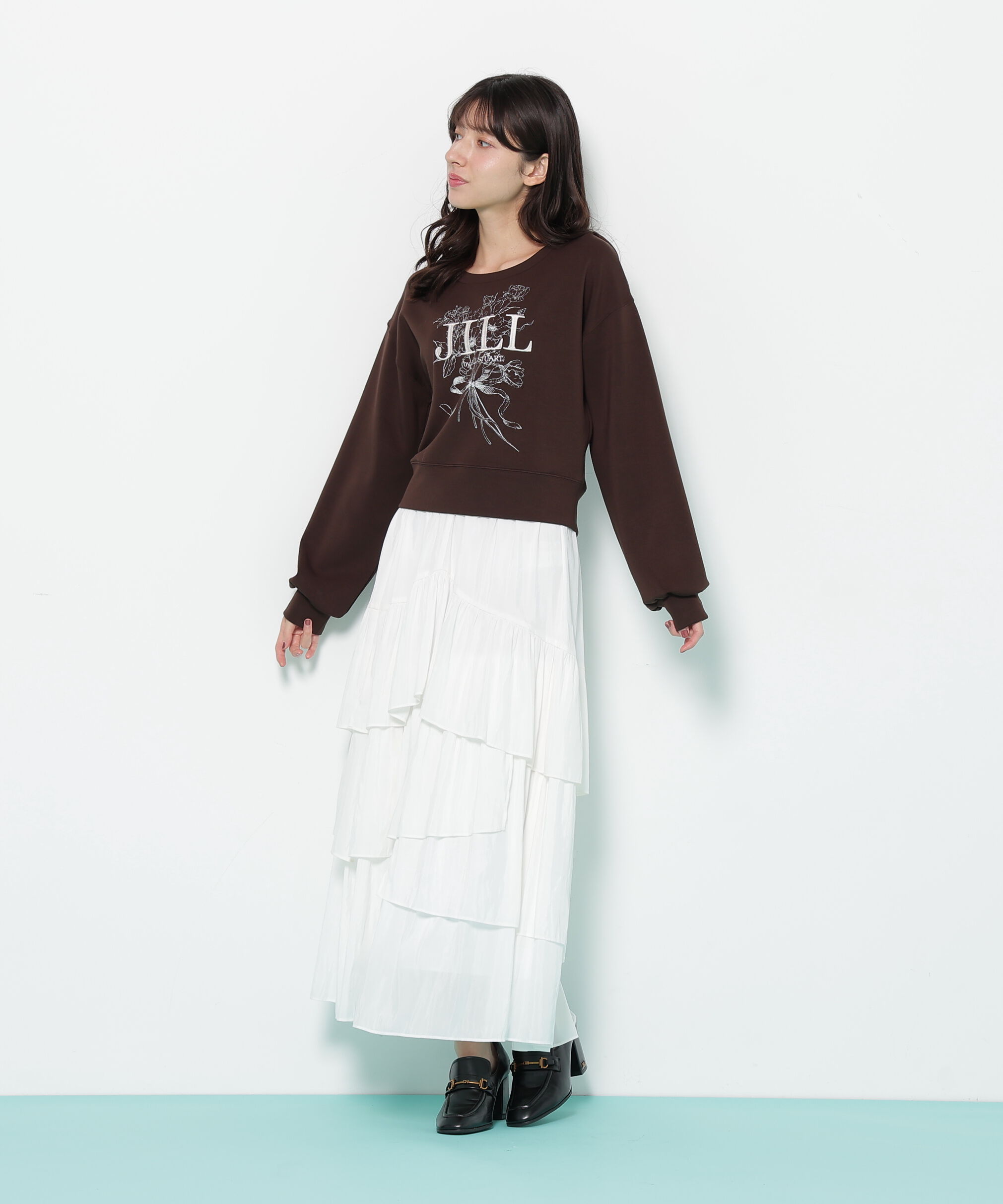  「リボンブーケロゴ刺繍スウェット」|Tシャツ・カットソー|