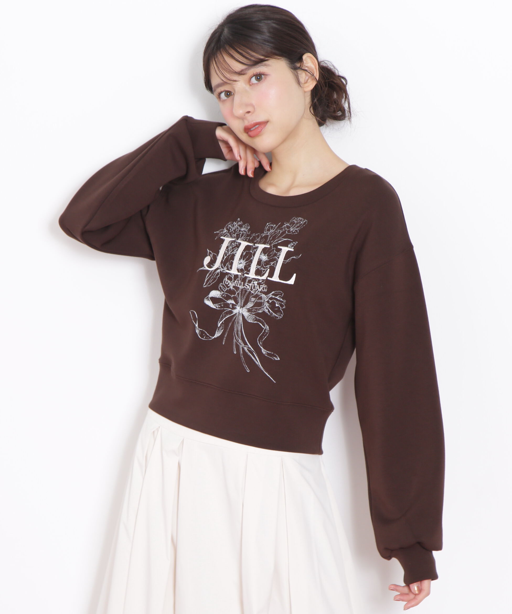  「リボンブーケロゴ刺繍スウェット」|Tシャツ・カットソー|