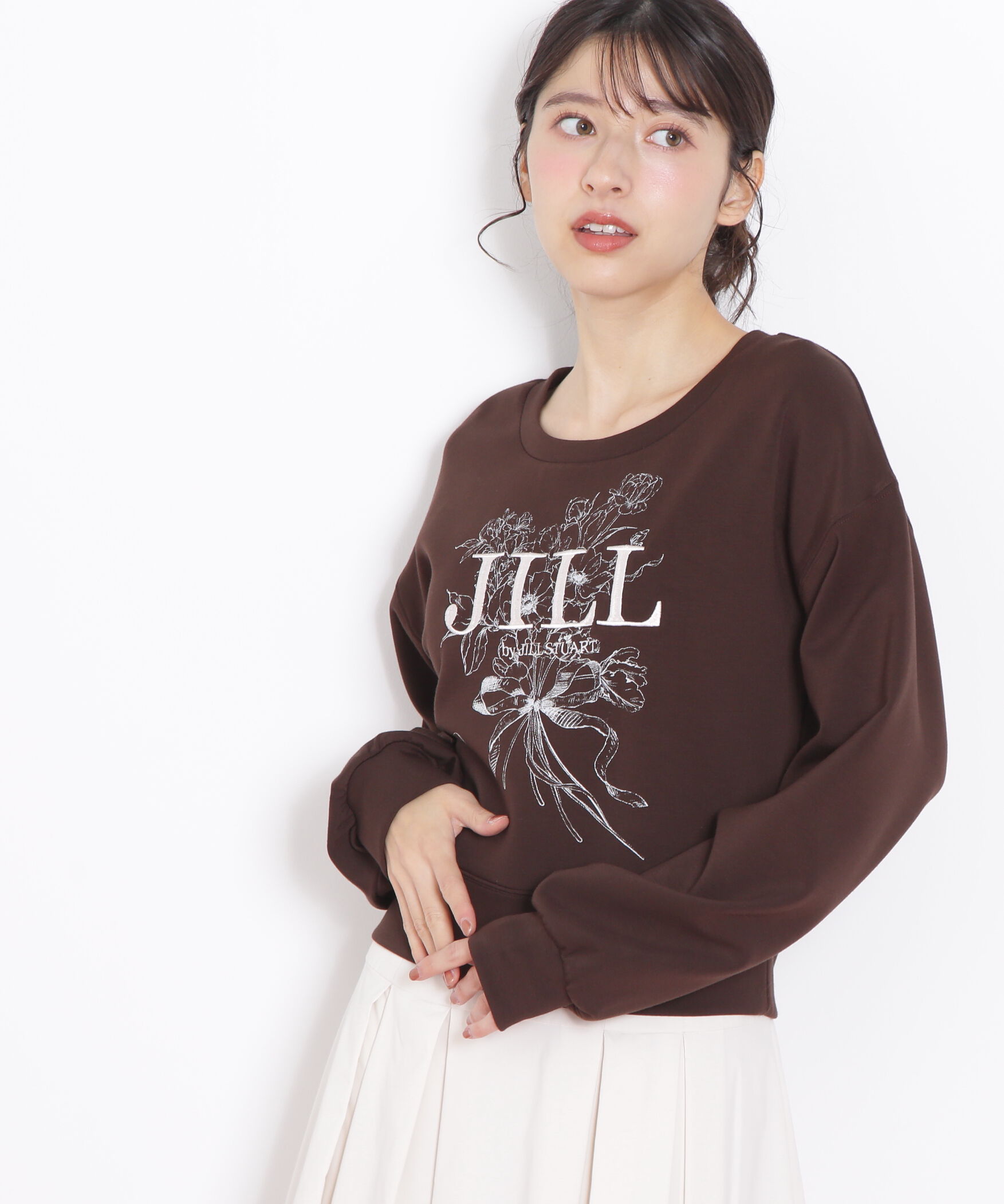  「リボンブーケロゴ刺繍スウェット」|Tシャツ・カットソー|