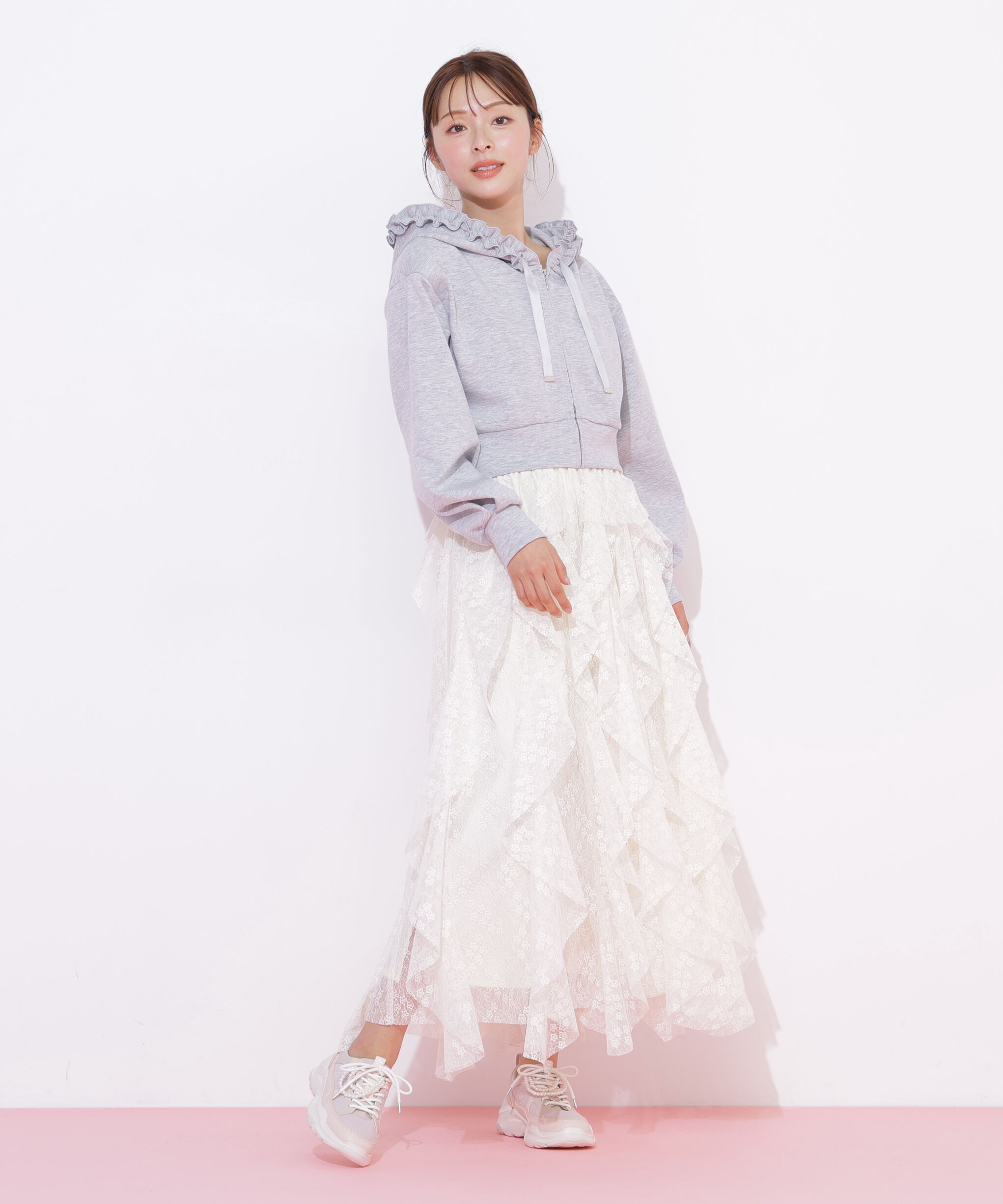  「ダイバーセットアップ　フリルパーカー」|Tシャツ・カットソー|