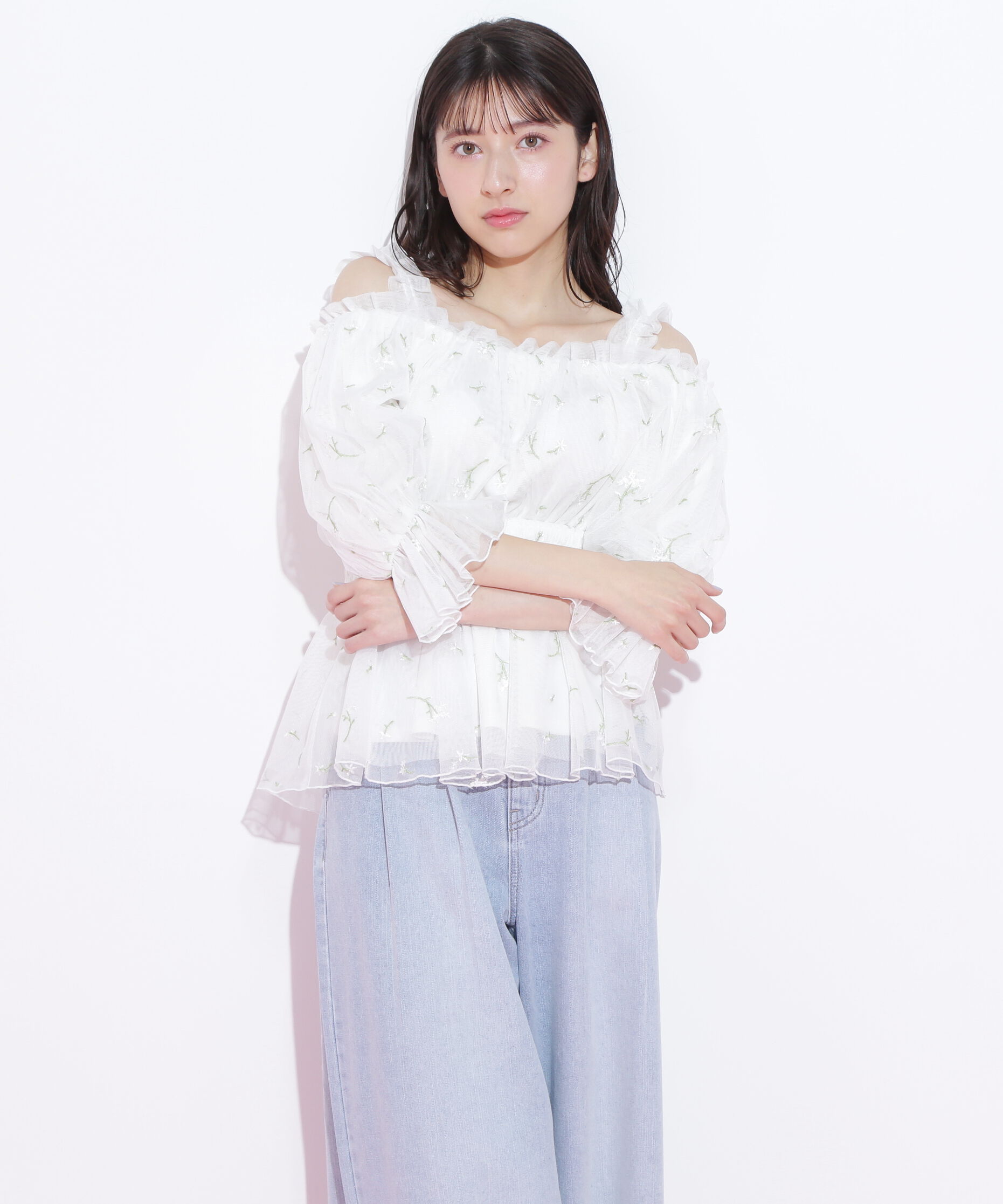  「チュールシャーリングブラウス」|シャツ・ブラウス|