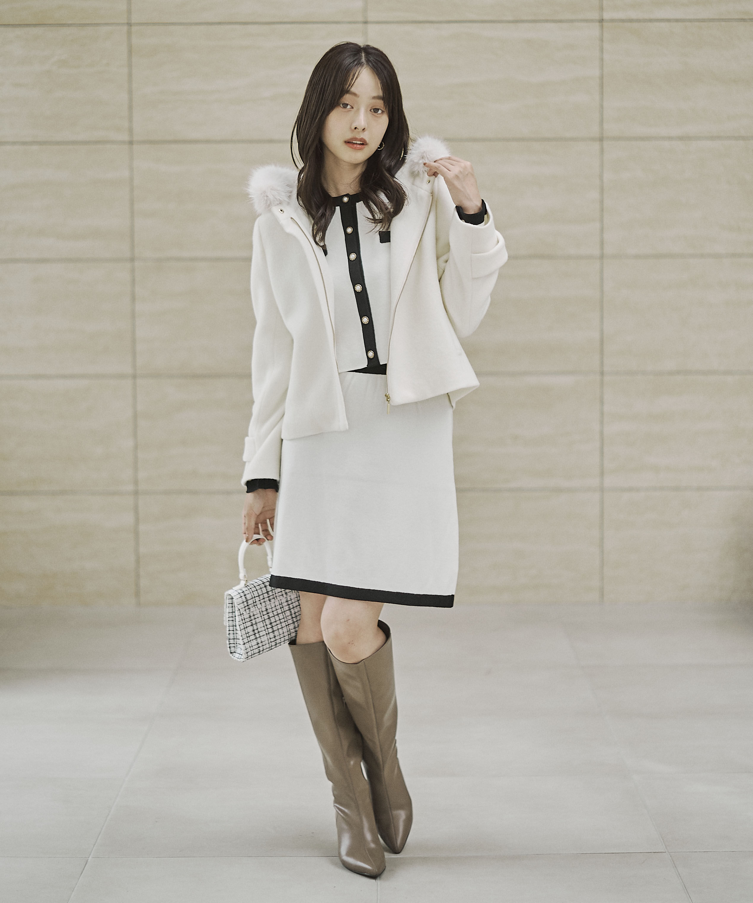 PROPORTION BODY DRESSING「モッサフードフェイクファーショートコート 25AW」|ブルゾン・スタジャン|