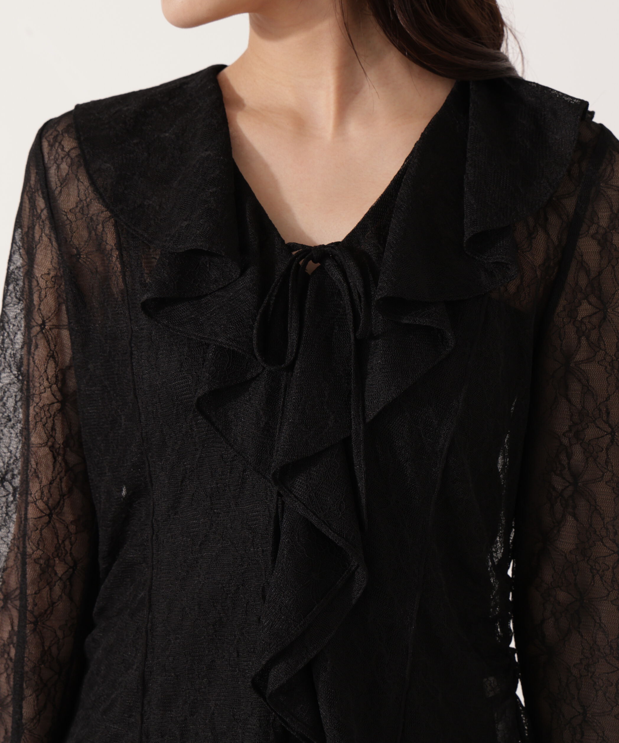 PROPORTION BODY DRESSING「＜ウォッシャブル＞ラッフルレースブラウス 25AW」|シャツ・ブラウス|