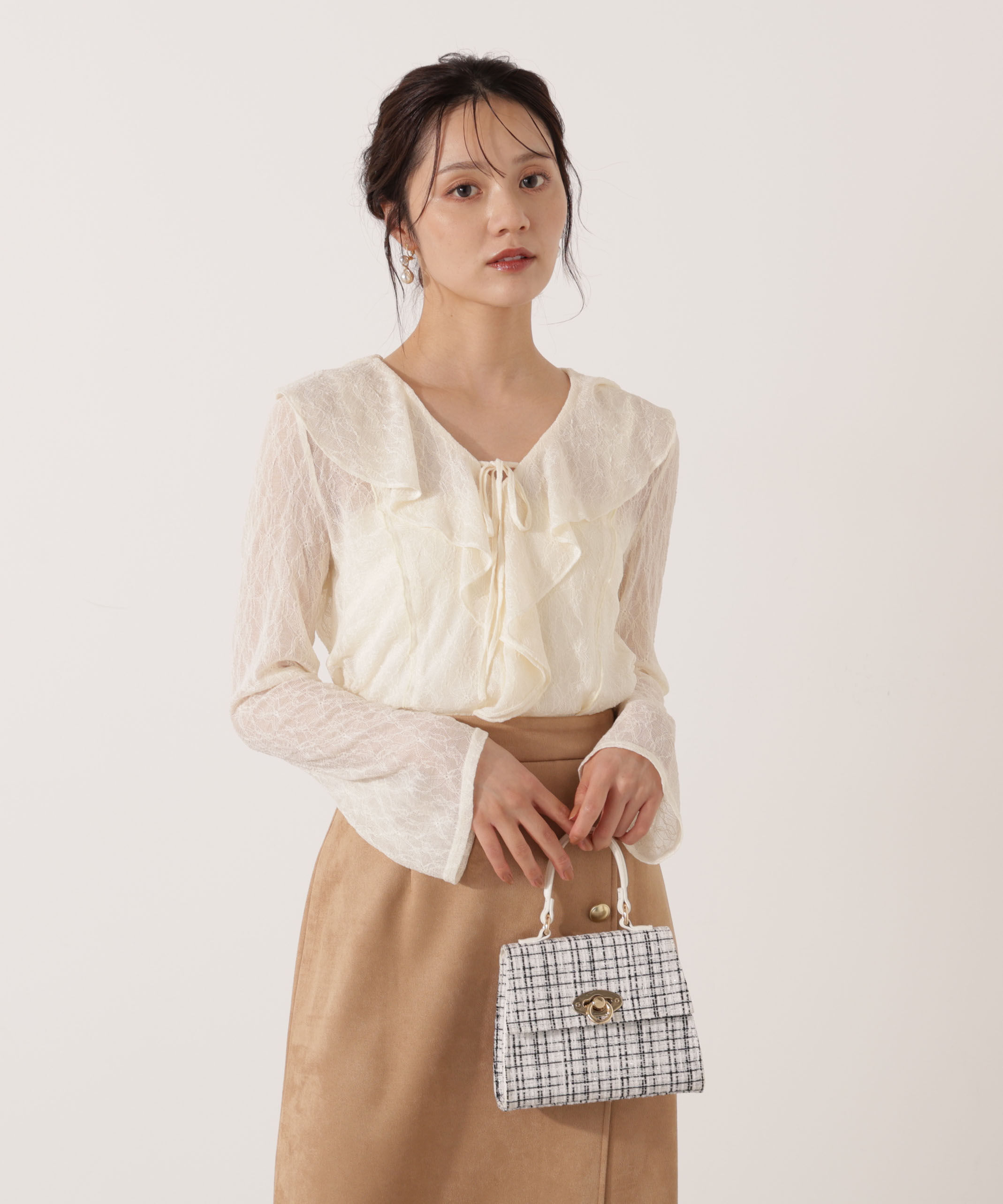 PROPORTION BODY DRESSING「＜ウォッシャブル＞ラッフルレースブラウス 25AW」|シャツ・ブラウス|