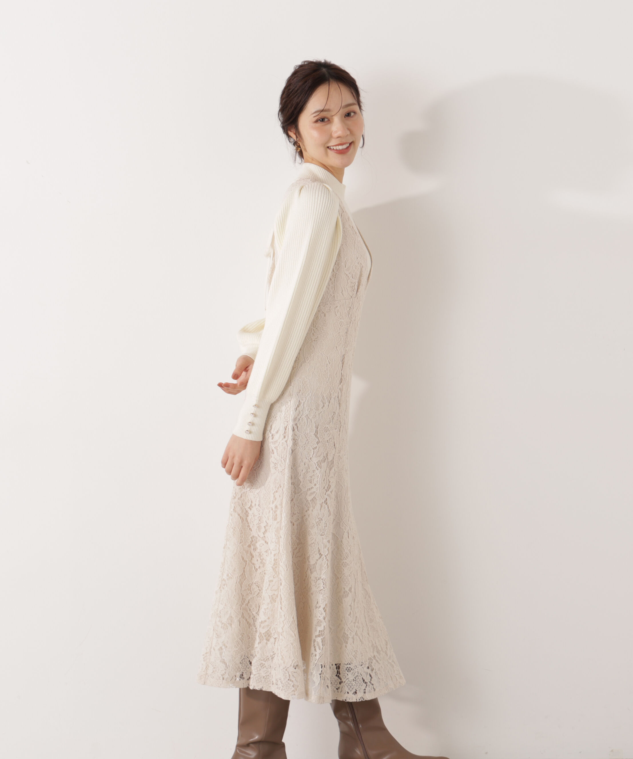 PROPORTION BODY DRESSING「Vネックレースジャンスカ 26SS」|ワンピース|