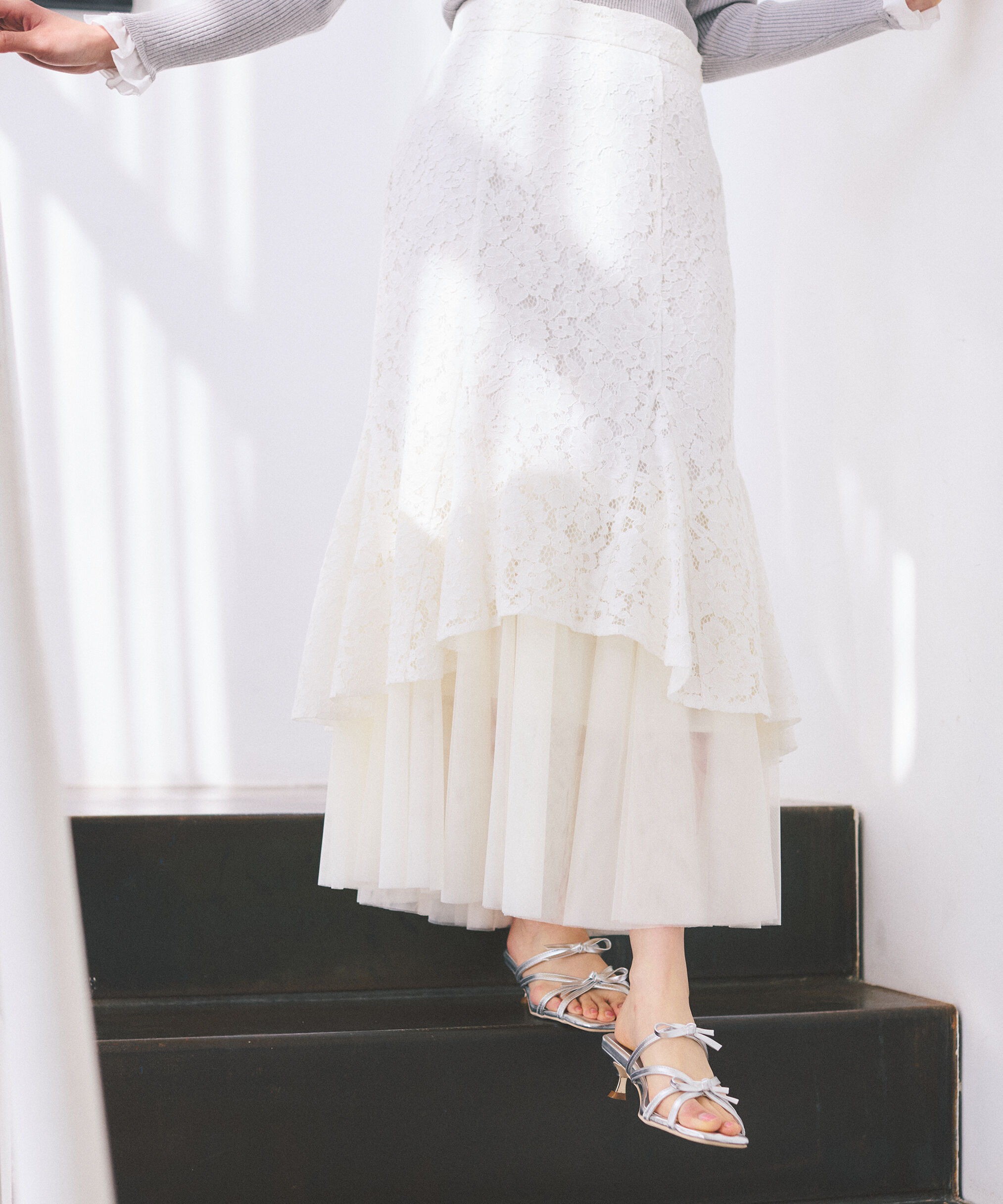 PROPORTION BODY DRESSING「チュールドッキングレーススカート　26SS」|スカート|