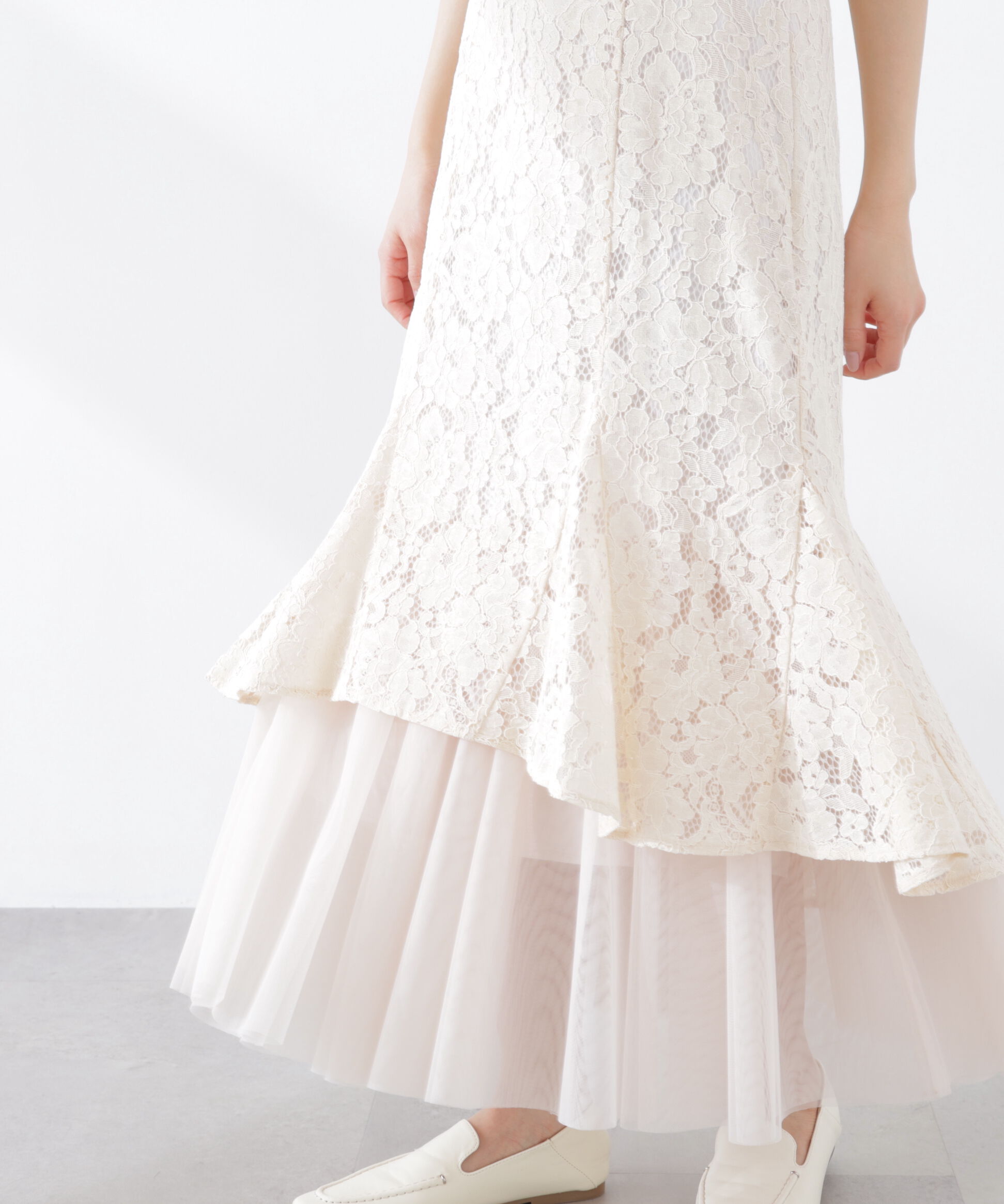 PROPORTION BODY DRESSING「チュールドッキングレーススカート　26SS」|スカート|